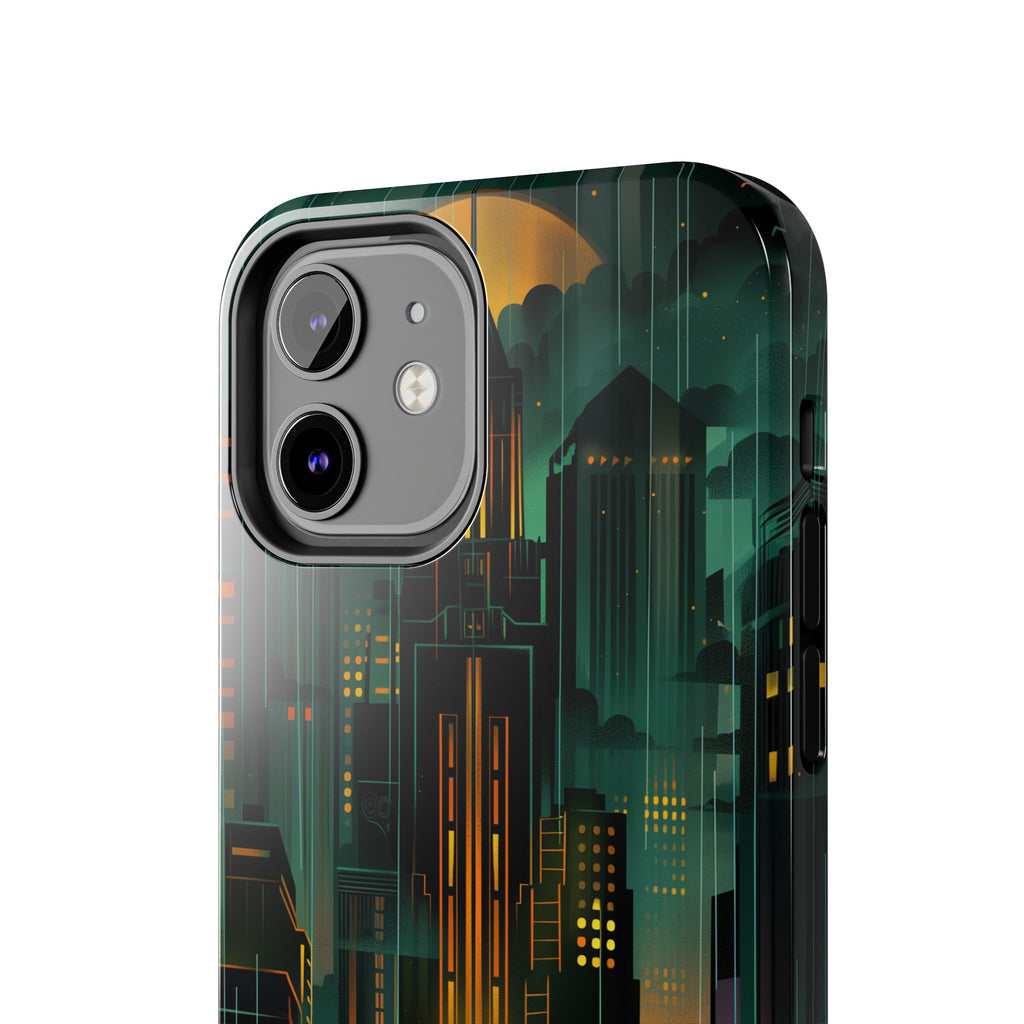 Nighttime Batman Phone Case - Gotham Art Deco Style - Noir Inspired Phone Cover - Dark Knight Accessory