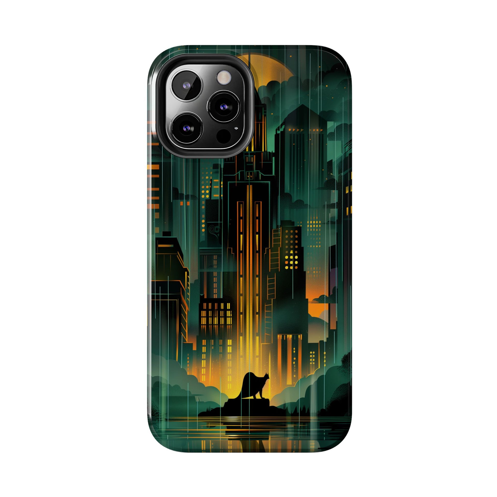 Nighttime Batman Phone Case - Gotham Art Deco Style - Noir Inspired Phone Cover - Dark Knight Accessory