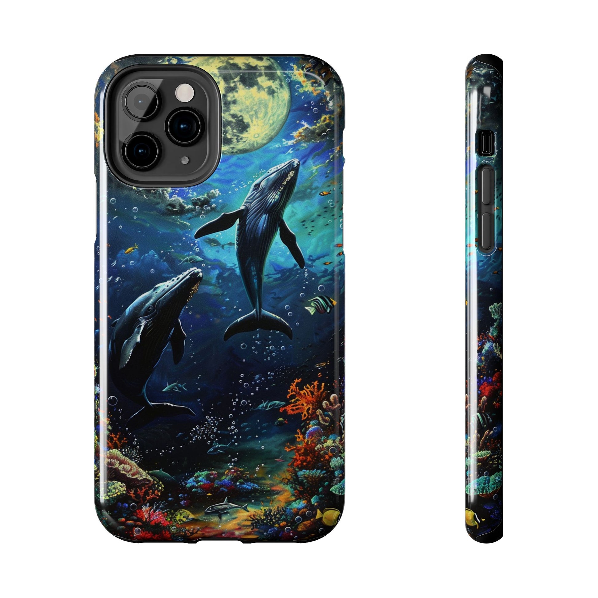 Moonlit Whales Underwater Phone Case - Durable and Stunning Protective Cover