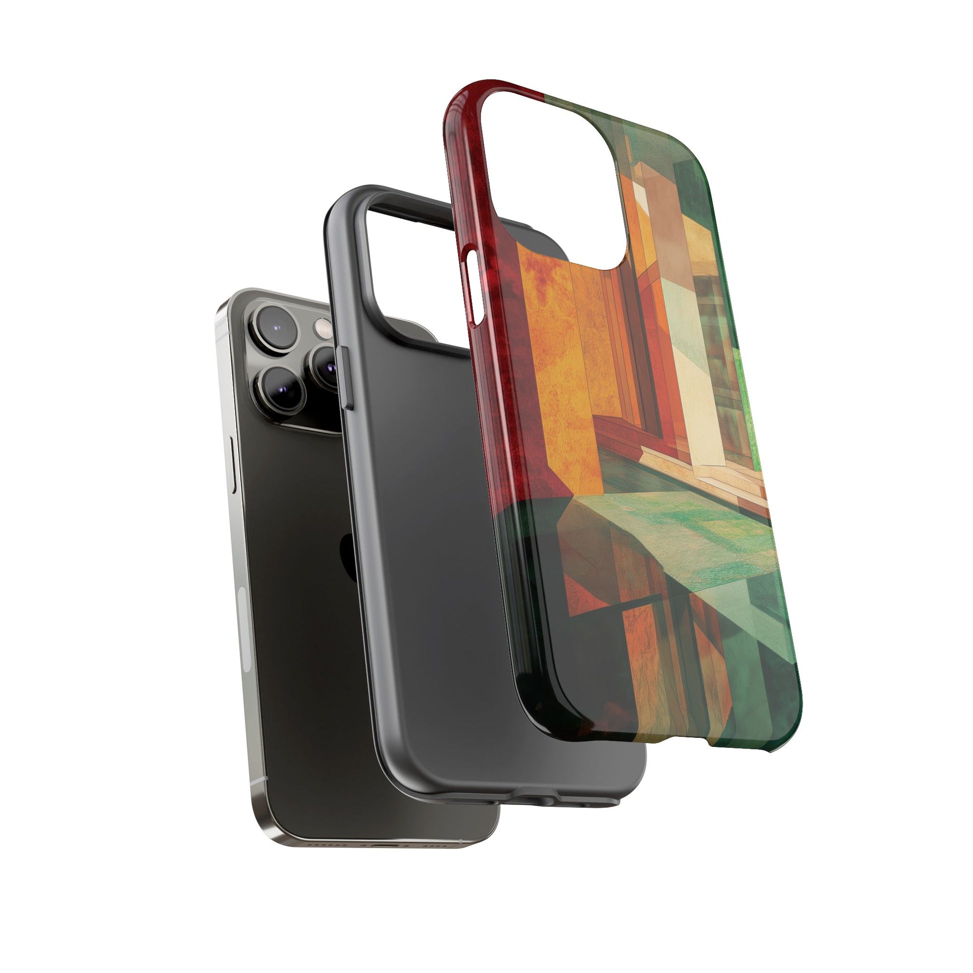 Art Deco Frank Lloyd Wright Inspired Usonian Phone Case Geometric Stained Glass Art Deco Marble Gold 13 14 15 16 iPhone Pro Max Galaxy Pixel