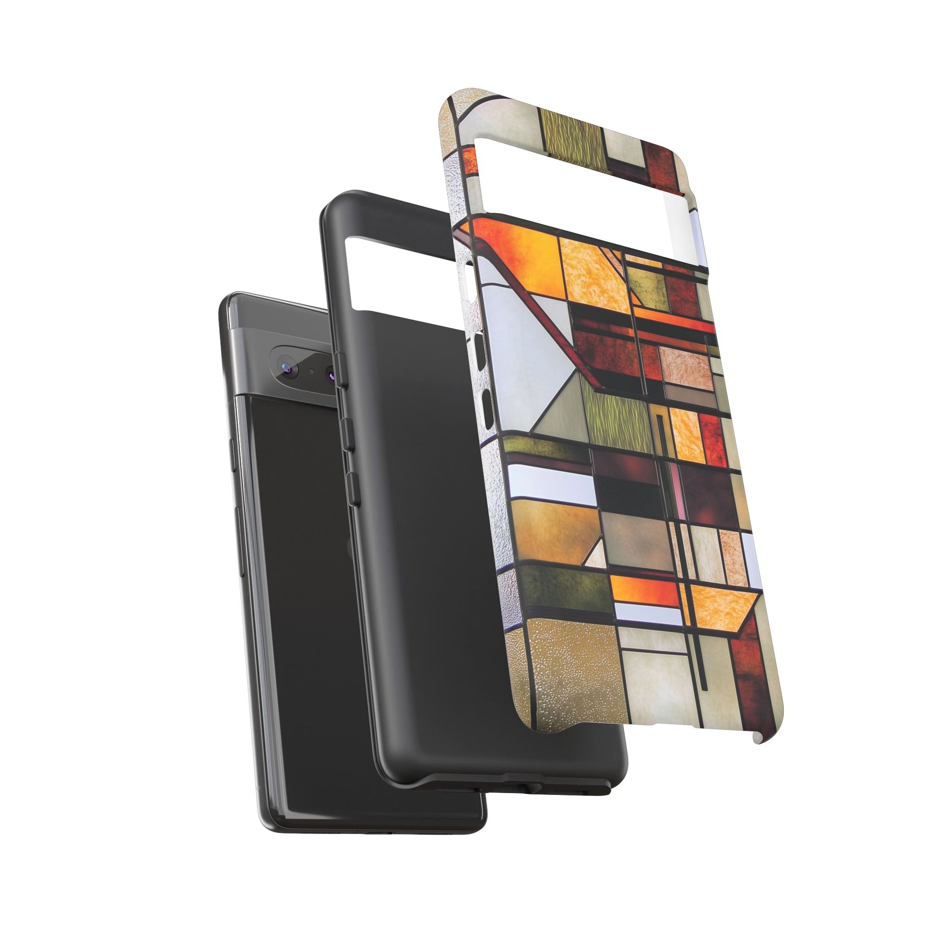 Stained Glass Phone Case Art Deco Frank Lloyd Wright Cottage Core Usonian Prairie Style Geometric Stylish  iPhone 14 15 16 Pro
