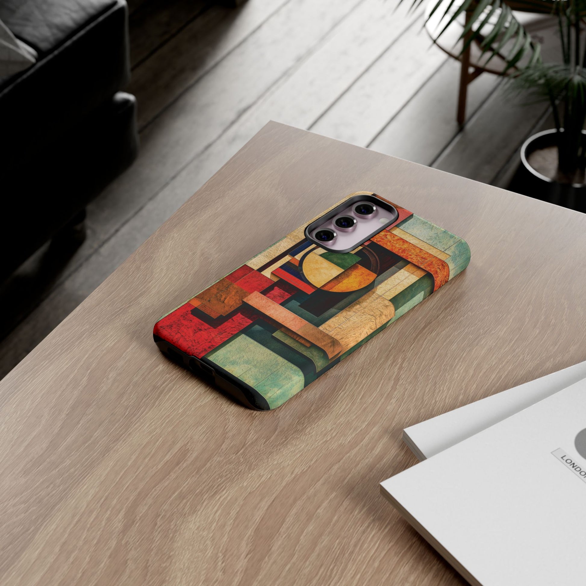 Tan Prairie Style Frank Lloyd Wright Usonian Phone Case Geometric Stained Glass Art Deco Marble Gold 13 14 15 16 iPhone Pro Max Galaxy Pixel
