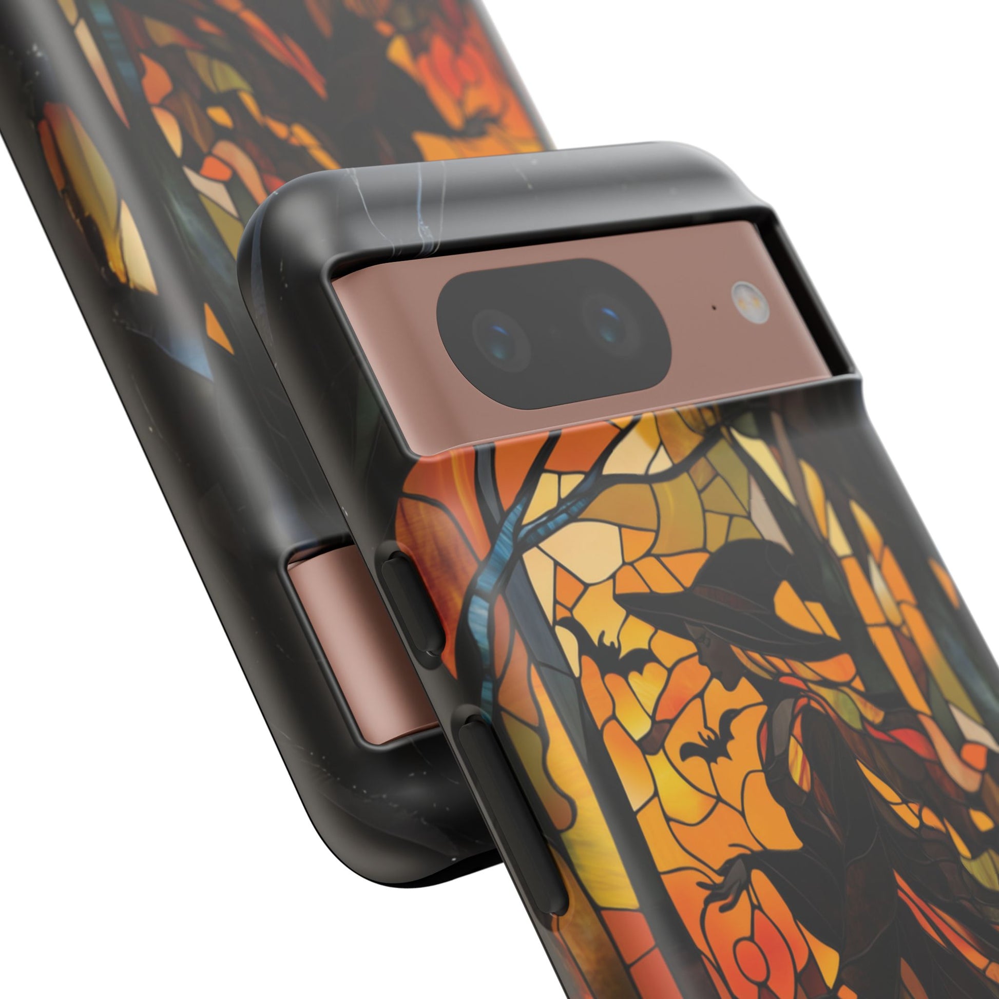 Halloween Witch Stained Glass Effect Dark Academia Spooky Fall Witchy Pumpkin Bats Seasonal Fall Mosaic Case iPhone 13 14 15 16 Pro Max