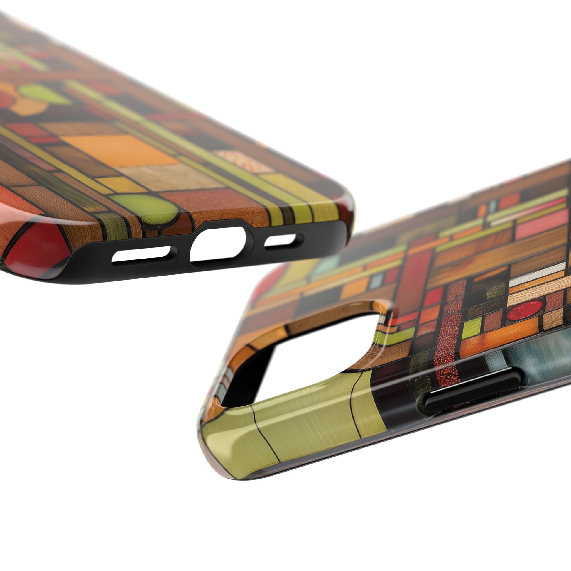 Stained Wood and Glass Phone Case Artistic iPhone Case Architectural Design, Art Deco iphone Case, iPhone 15 Pro Max