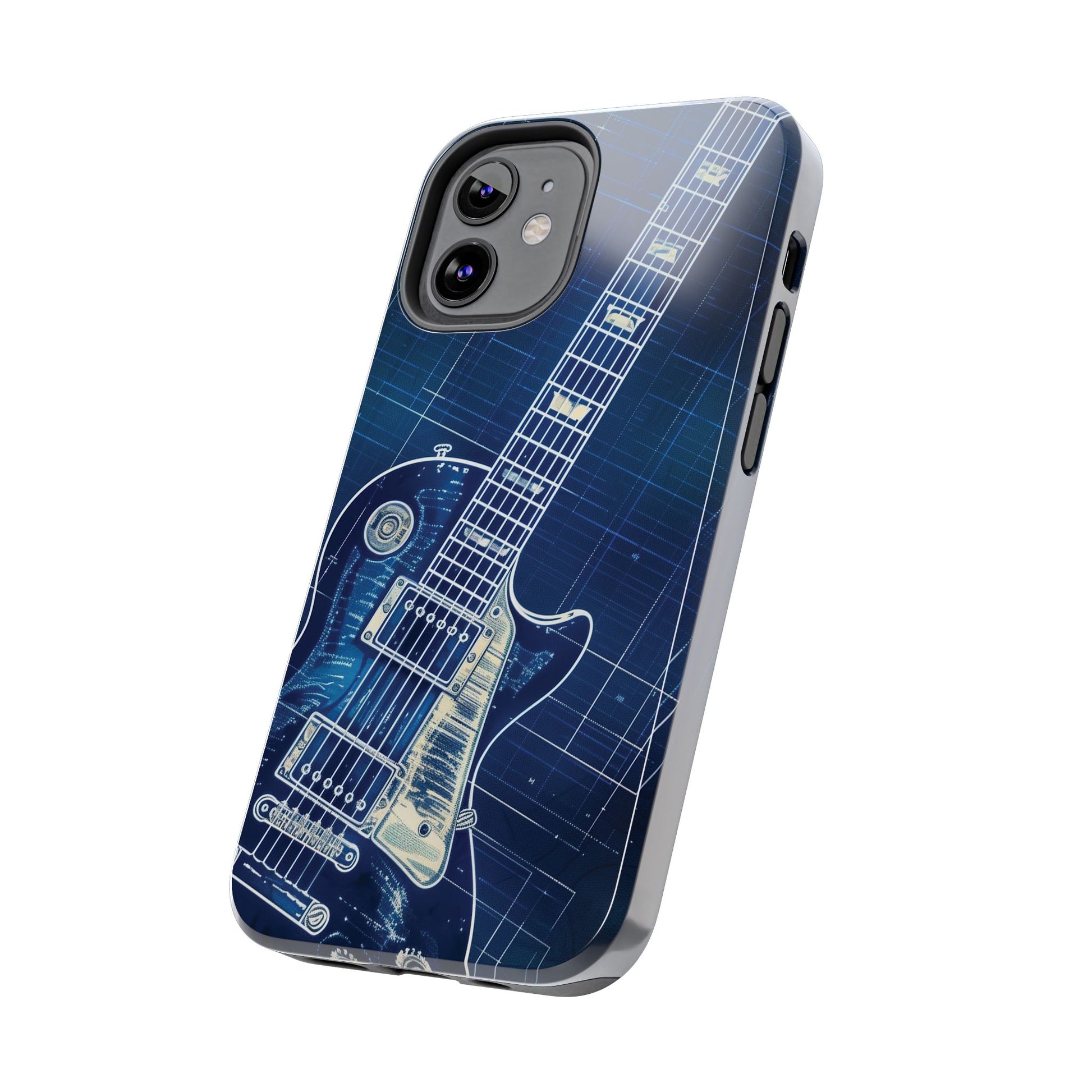 Guitar Phone Case, Guitar Blueprint iPhone Cover, Vintage Guitar Design, Custom iPhone Covers, Rock Music Phone Accessories, Musician Gift