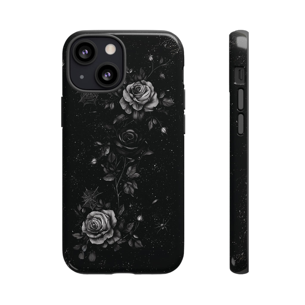 Gothic Floral Phone Case Dark Academia Black Roses Spider Webs Space Witchcraft Night Sky iPhone 13 14 15 16 Pro Max Galaxy Pixel