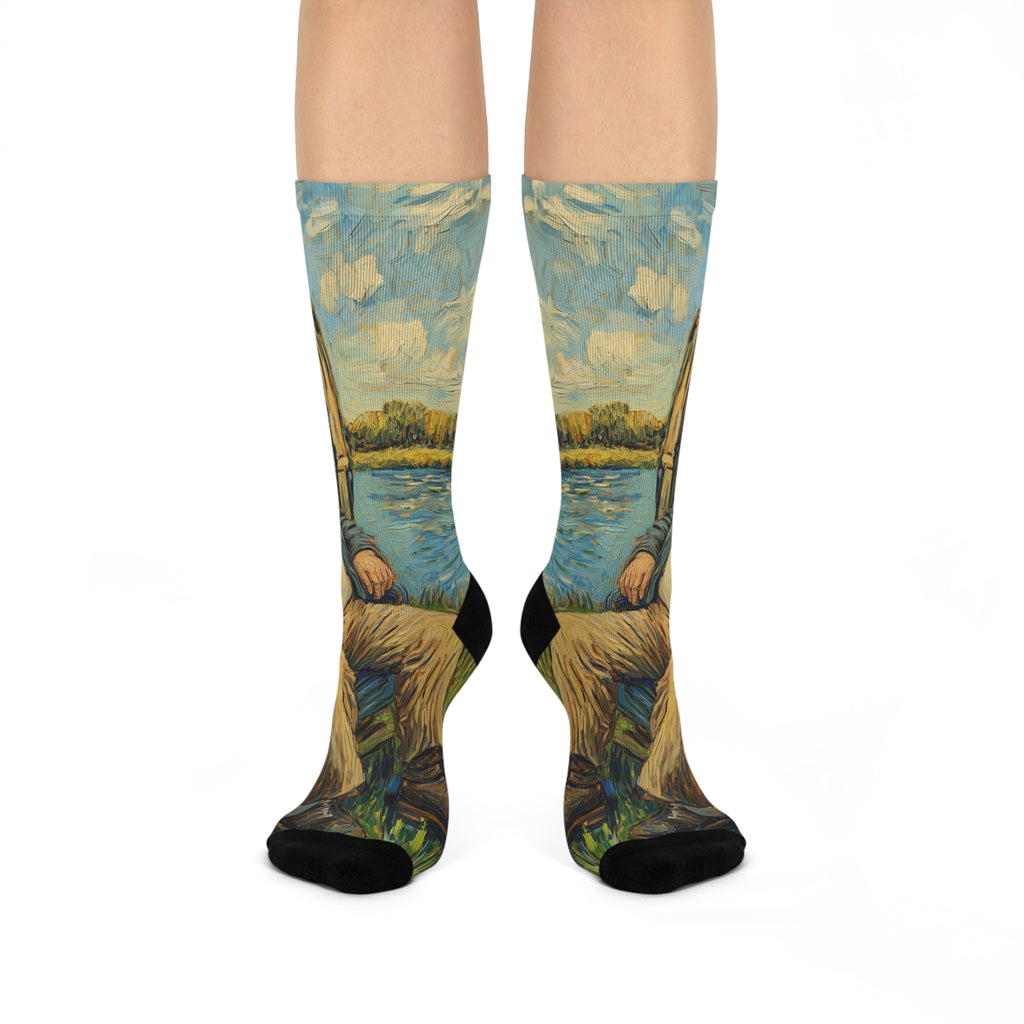 Artistic Crew Socks A Van Gogh Down by the River Design Cozy Gift for Art Lovers