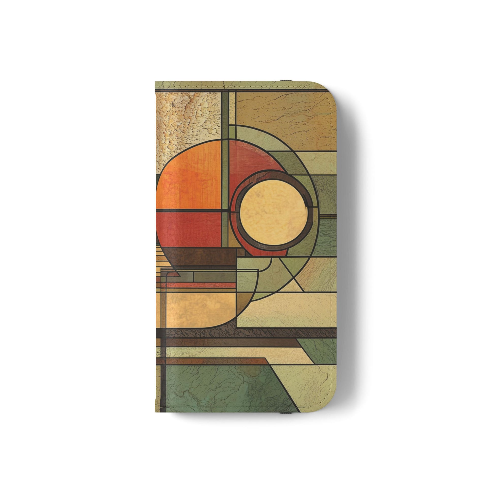 Art Deco Flip Case Prairie Style Stained Glass Inspired by Frank Lloyd Wright, Phone Covers, Colorful Protective Accessories, Unique