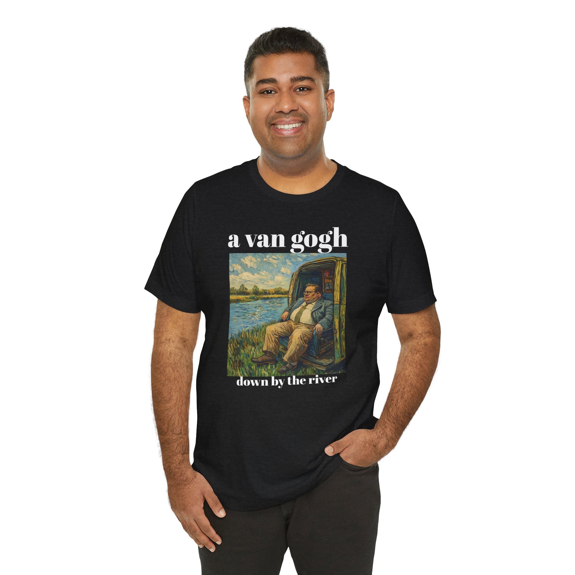 Tshirt Van Gogh Down by the River Van Gogh Style Print Sitting by a River Graphic Tee Tshirt Matte Foley Wall Decor ShirtFine Wall Art