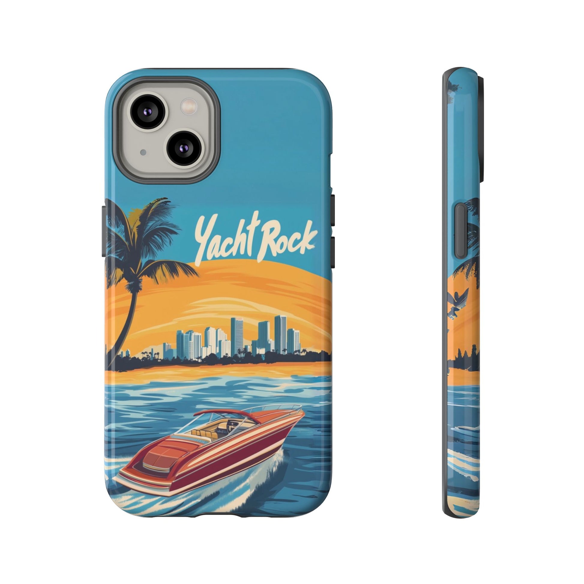 Yacht Rock Phone Case Custom iPhone 13 14 15 16 Pro Max Sunset Cruise Harbor Miami Vice Yacht Rock Gift Boating Captain South Beach Surfing