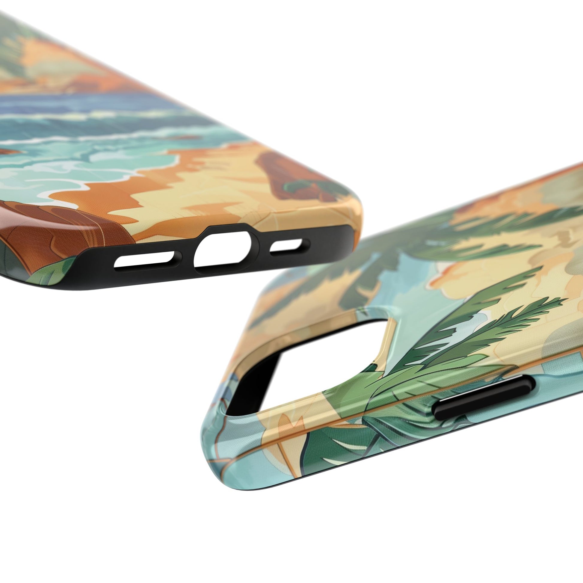 Retro Beach Scene Phone Case, Vintage Tropical Ocean iPhone Case, Summer Beach Phone Cover for iPhone, iphone 15 pro max