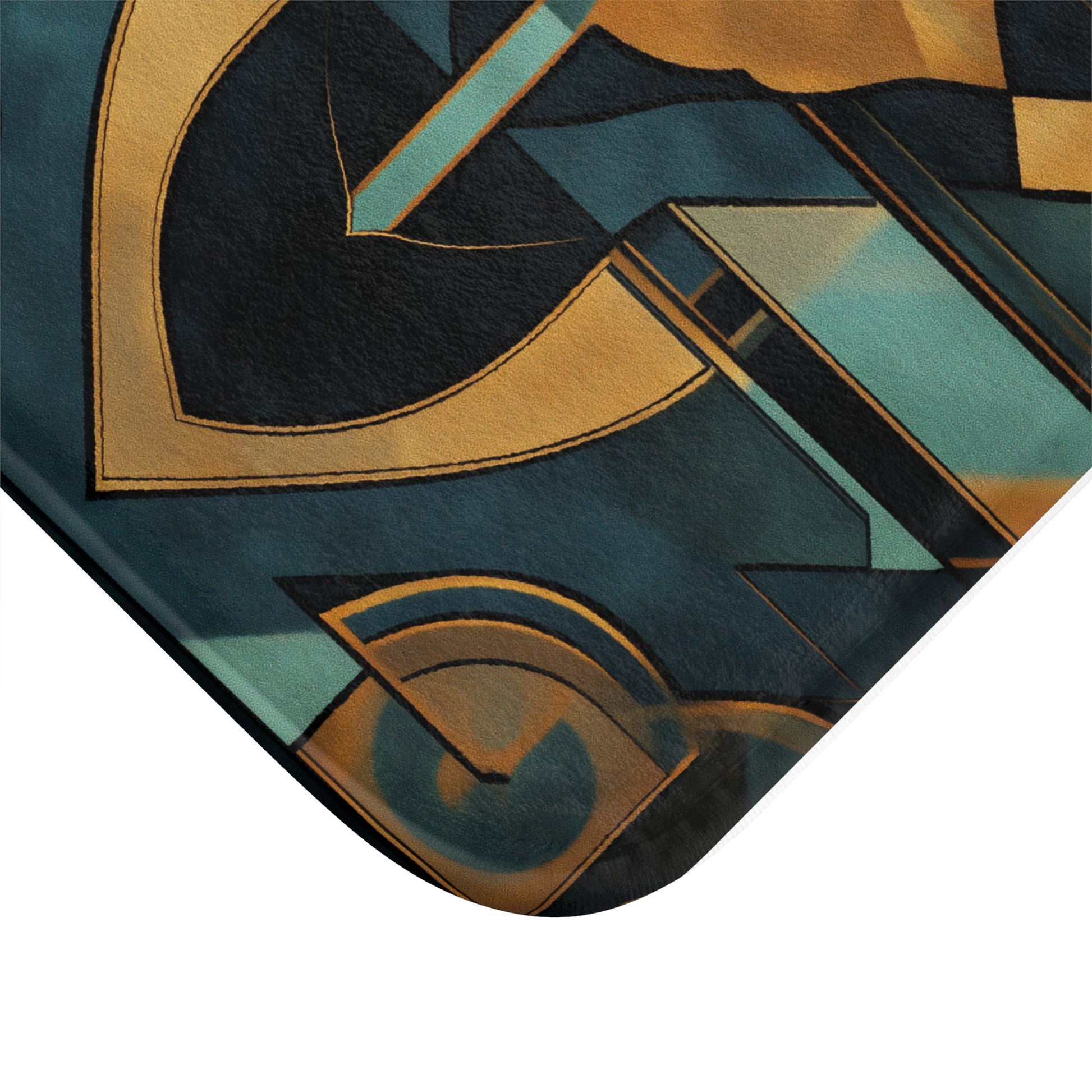 Art Nouveau Deco Bath Mat Geometric Design Teal and Gold Bathroom Decor