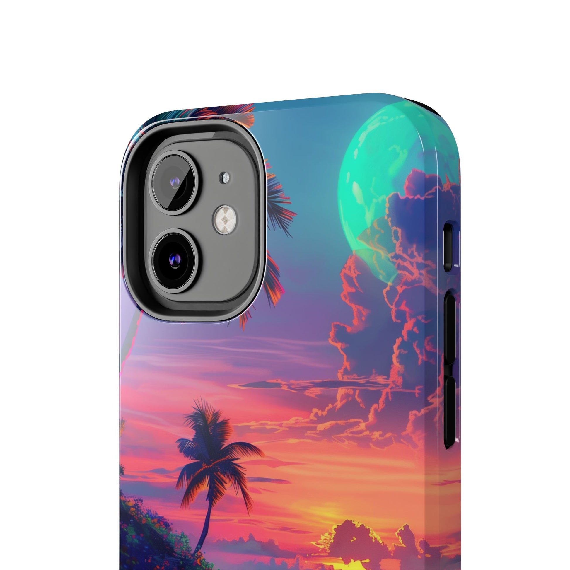 Tough Beach Scene Phone Case - Durable Phone Cover with Lisa Frank Inspired Beach Art - Protective Case with Vibrant Beach Design