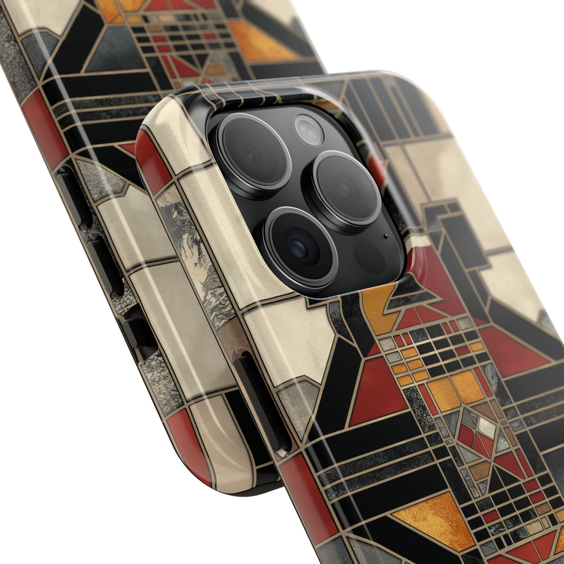 Frank Lloyd Wright Inspired Stained Glass Phone Case - Geometric Elegance for iPhone Models