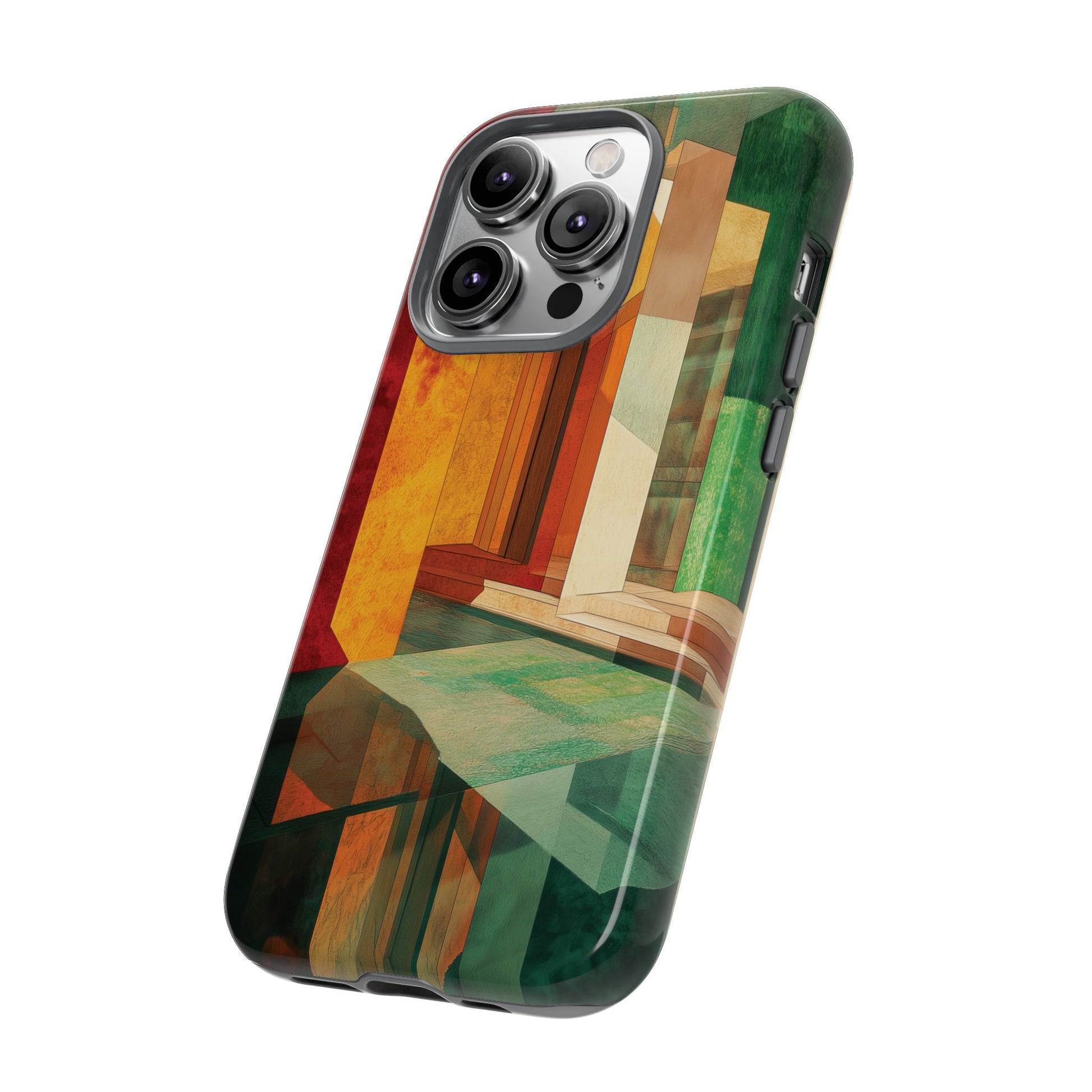 Art Deco Frank Lloyd Wright Inspired Usonian Phone Case Geometric Stained Glass Art Deco Marble Gold 13 14 15 16 iPhone Pro Max Galaxy Pixel