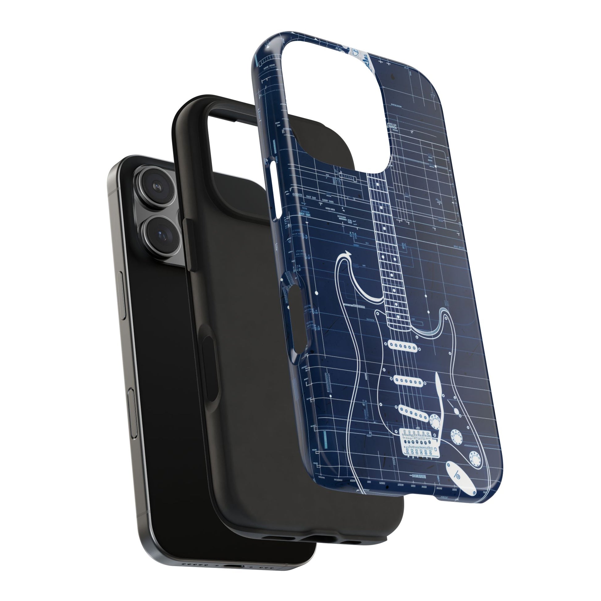 Guitar Phone Case, Guitar Blueprint iPhone Cover, Vintage Guitar Design, Custom iPhone Covers, Rock Music Phone Accessories, Musician Gift