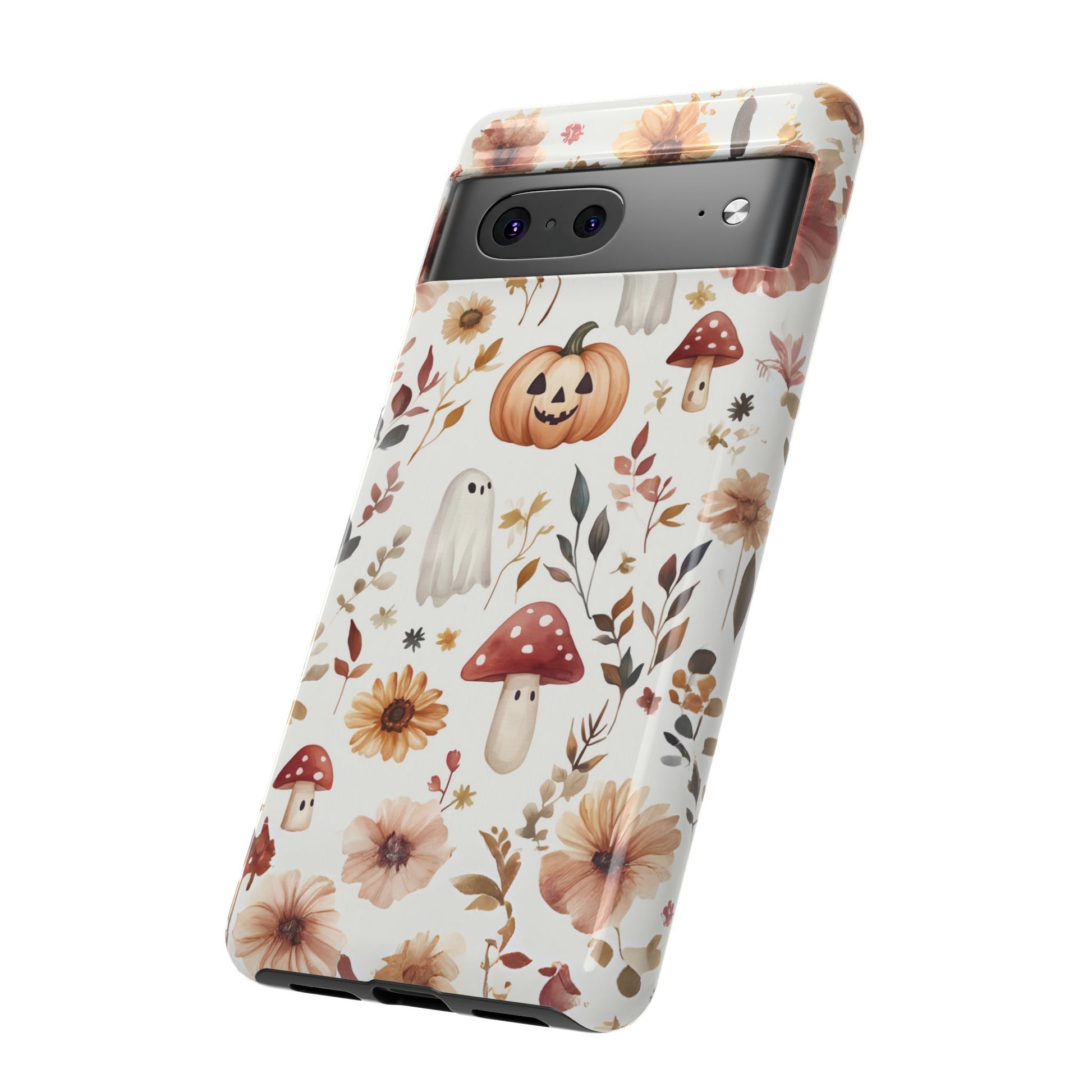 Cottagecore Fall Floral Phone Case for iPhone Samsung Pixel Autumn Pumpkin Tough Case iPhone 16 15 14 13 Pro Max