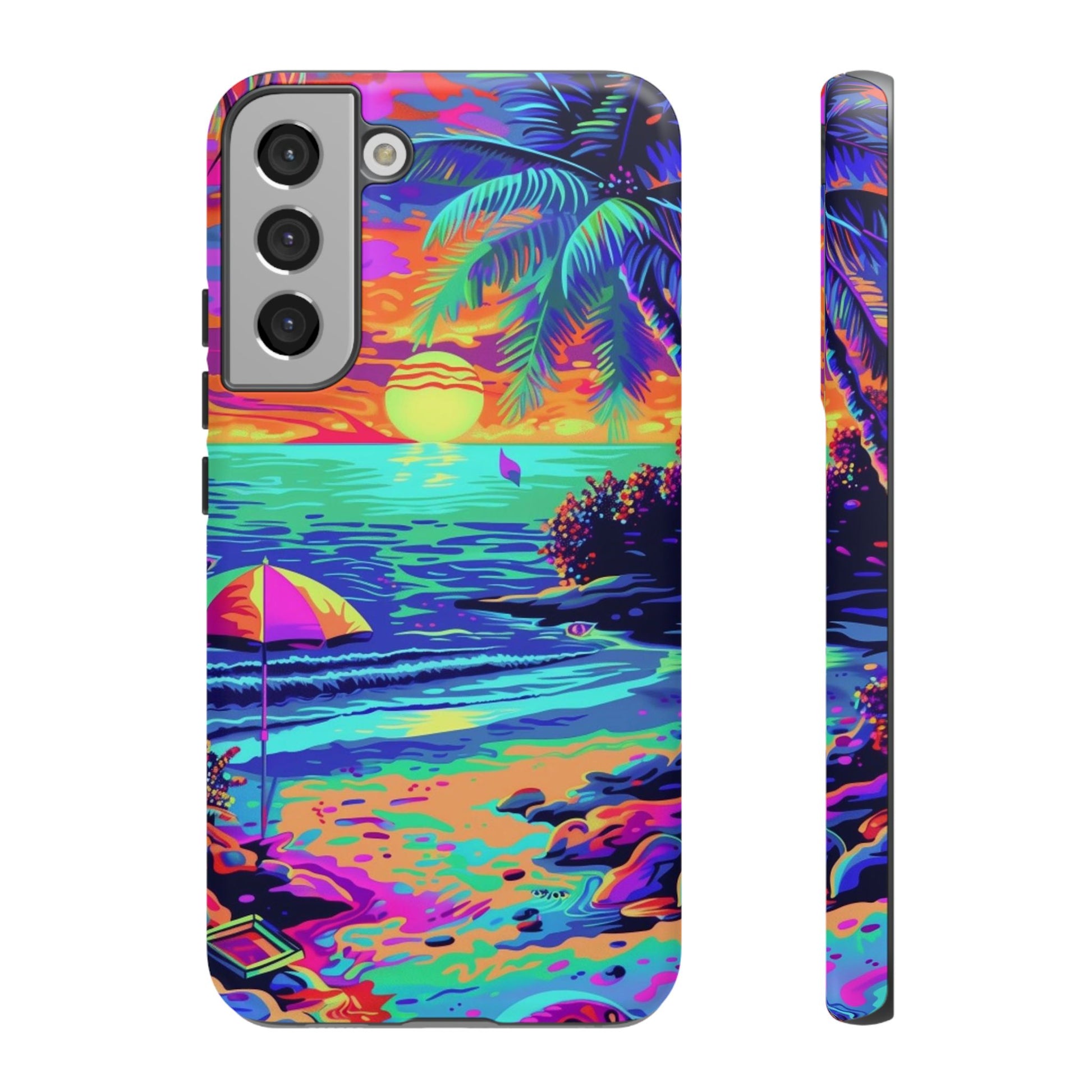 Beach Bliss: Durable Android Phone Case with Lisa Frank Style