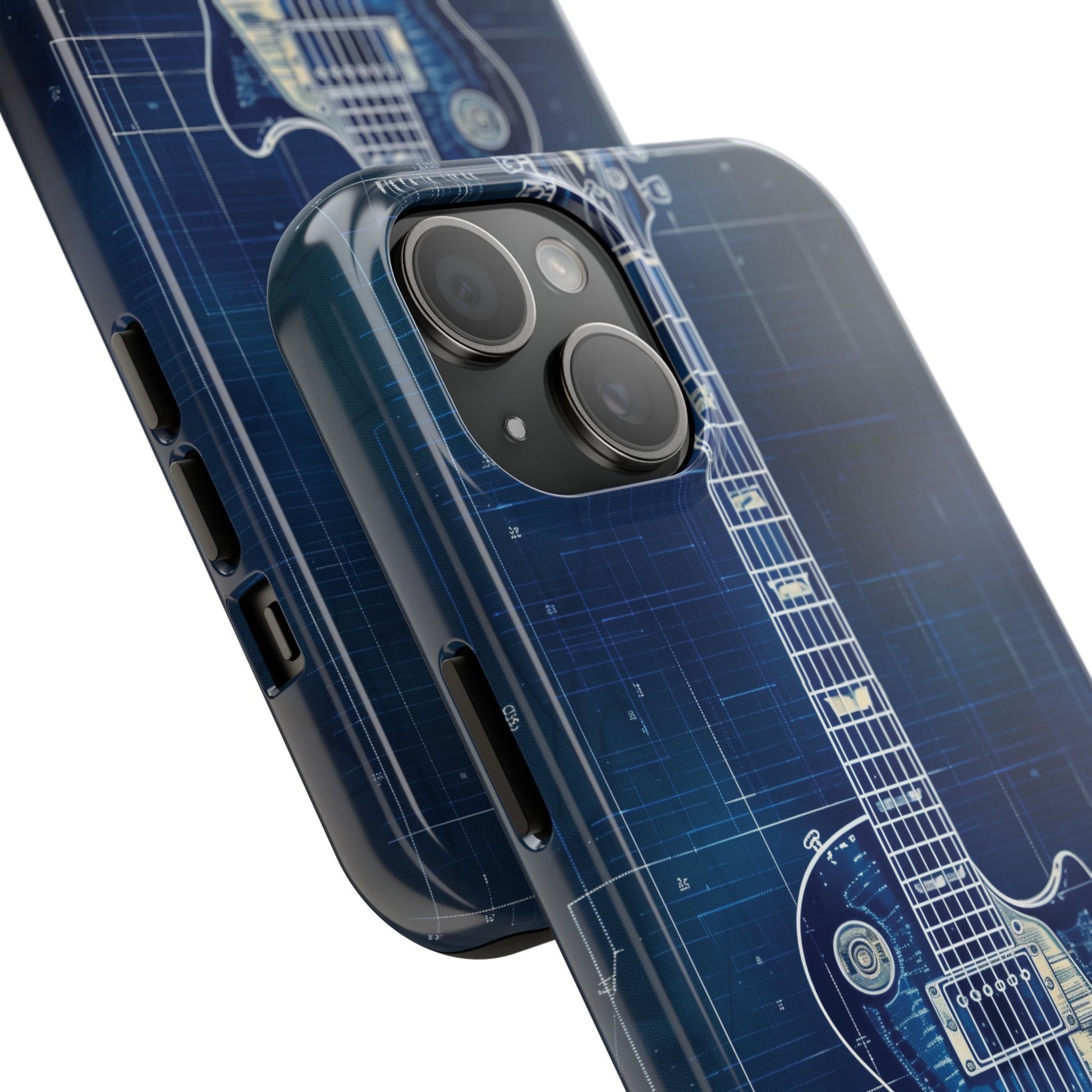 Guitar Phone Case, Guitar Blueprint iPhone Cover, Vintage Guitar Design, Custom iPhone Covers, Rock Music Phone Accessories, Musician Gift