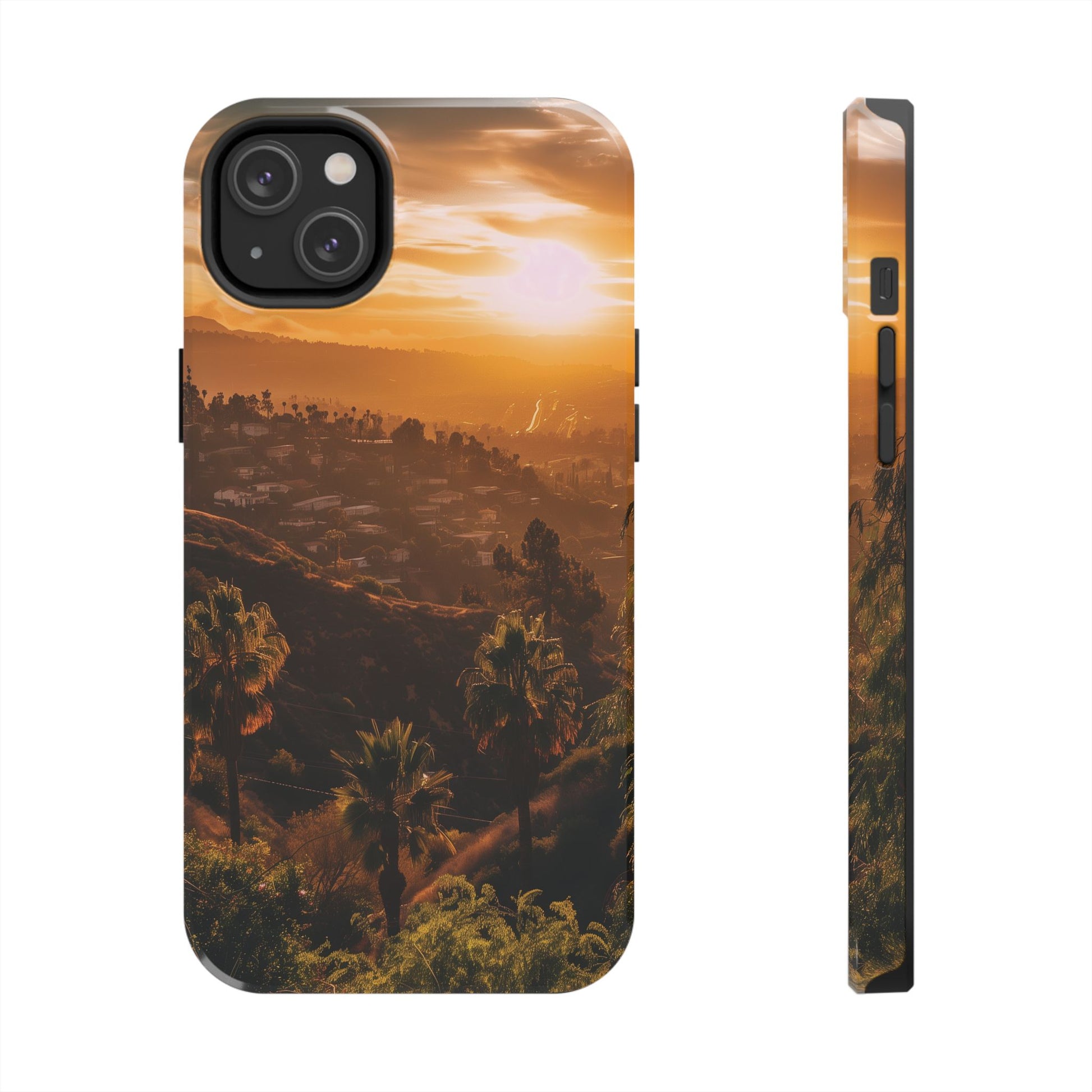 Los Angeles Sunset iPhone Case, Golden Hour Scenic View, Hollywood Hills Sunset Phone Case, Palm Trees Phone Case, iphone 15 pro max case