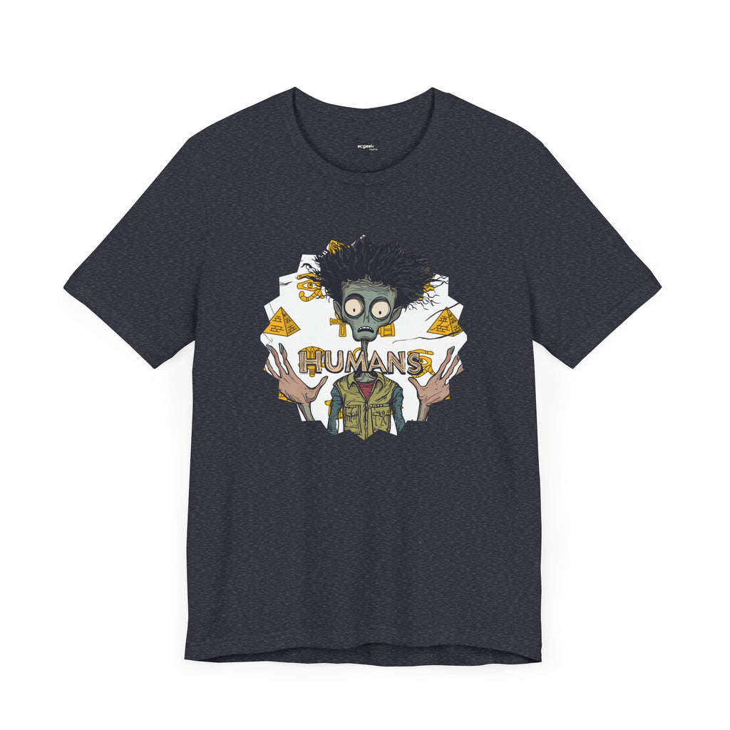 Alien Conspiracy Theory Ancient Human Fan Graphic Tee Crazy Hair Pyramids Egyptians UFO Shirt Extraterrestrial
