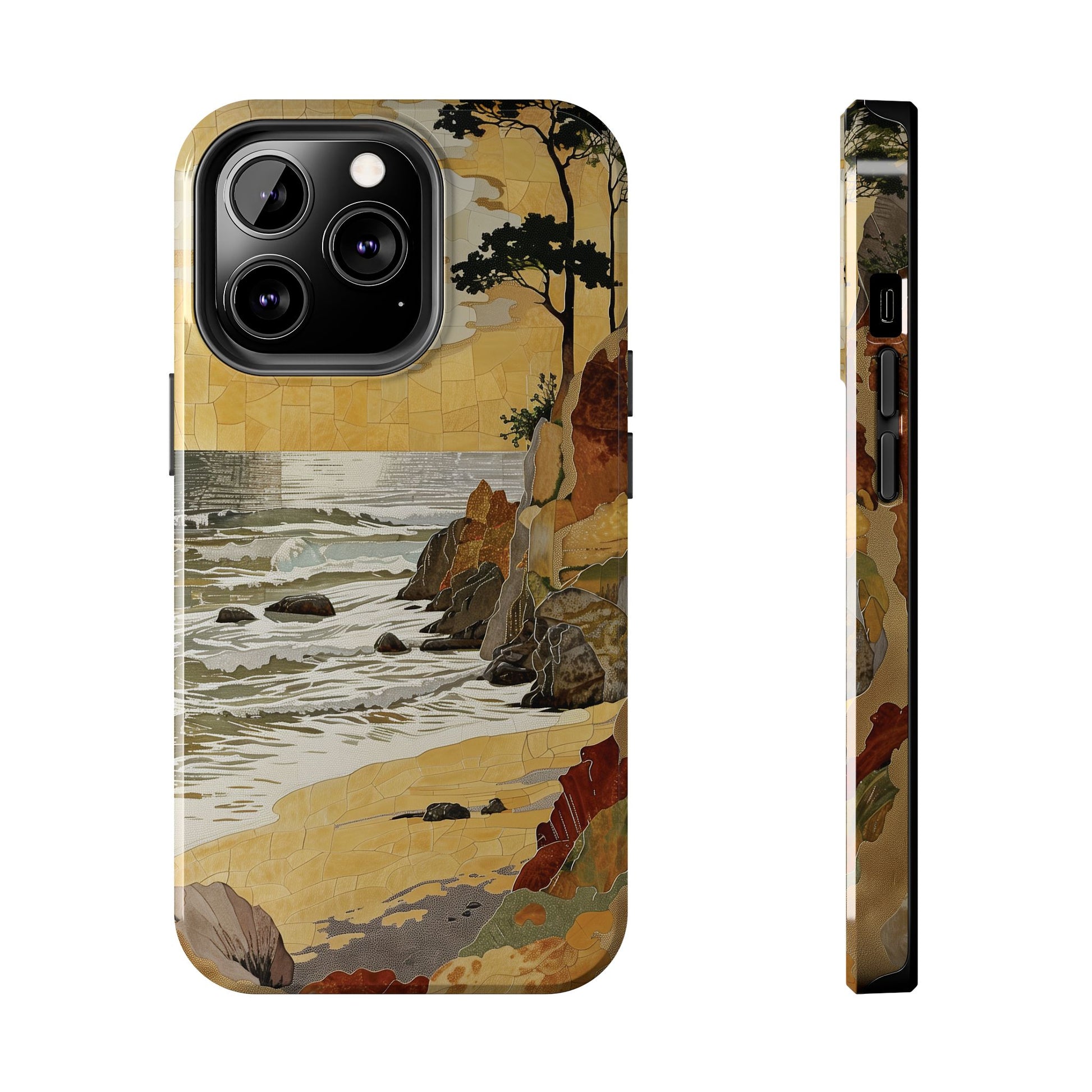 Retro Beach Scene Phone Case, Vintage Tropical Ocean iPhone Case, Summer Beach Phone Cover for iPhone, iphone 15 pro max