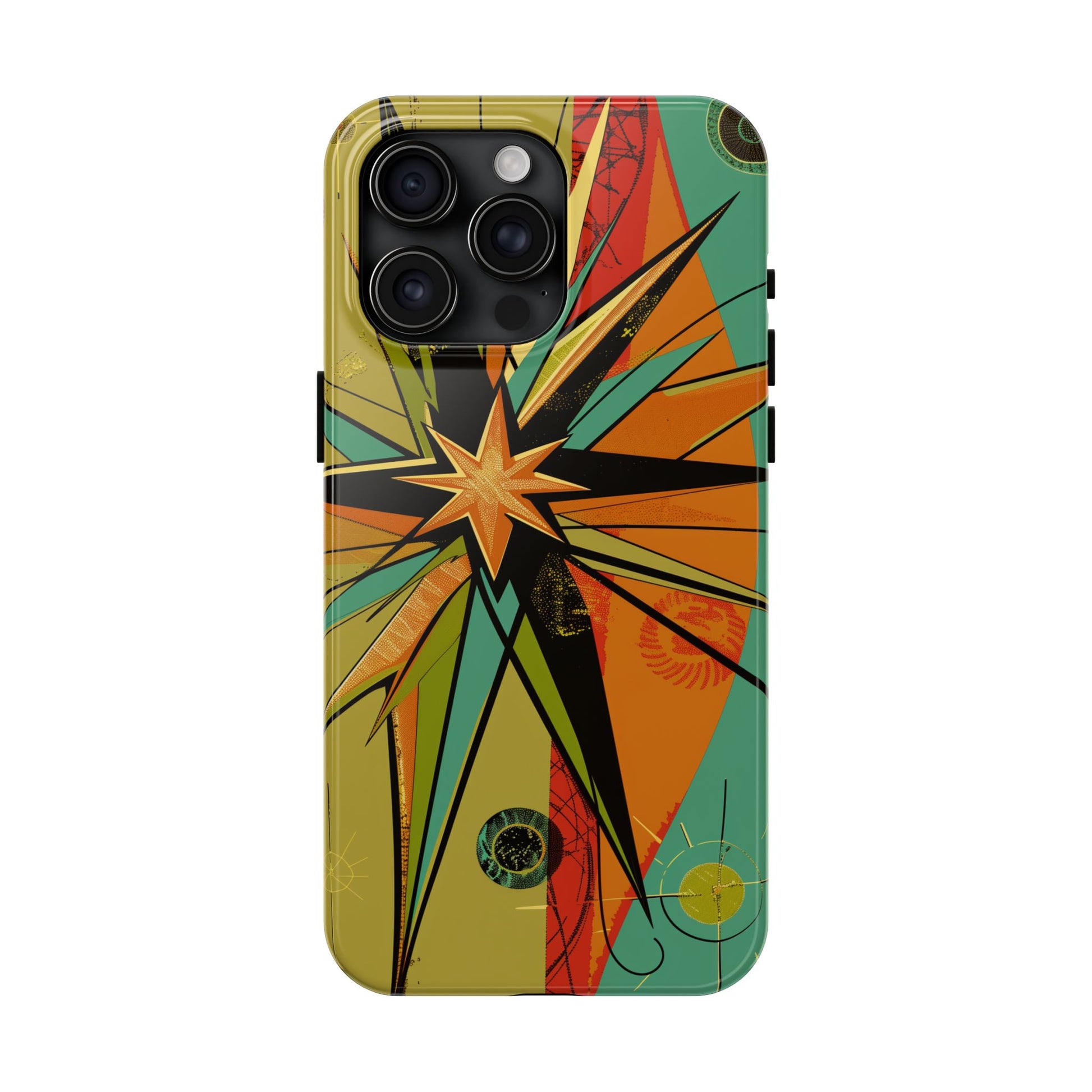 Mid Century Modern Star Design Phone Case, Earth Tone Colors, Retro Style Smartphone Cover, Vintage Phone Case, iPhone 14 Case, Apple iPhone