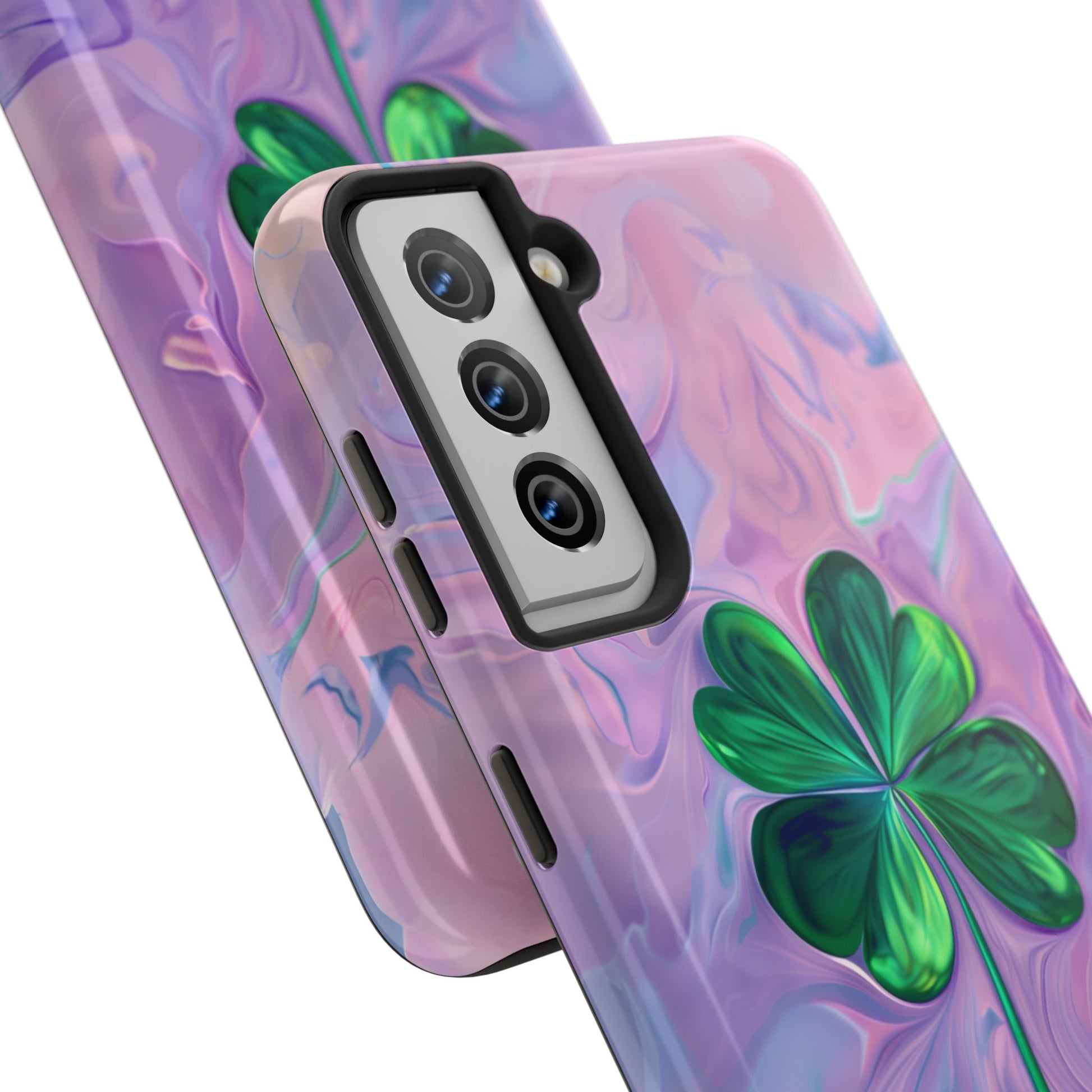 St Patrick's Day Lucky Phone Case Four Leaf Clover Durable Phone Case Good Luck Charm Protective iPhone 13 14 15 16 Pro Max Plus Galaxy
