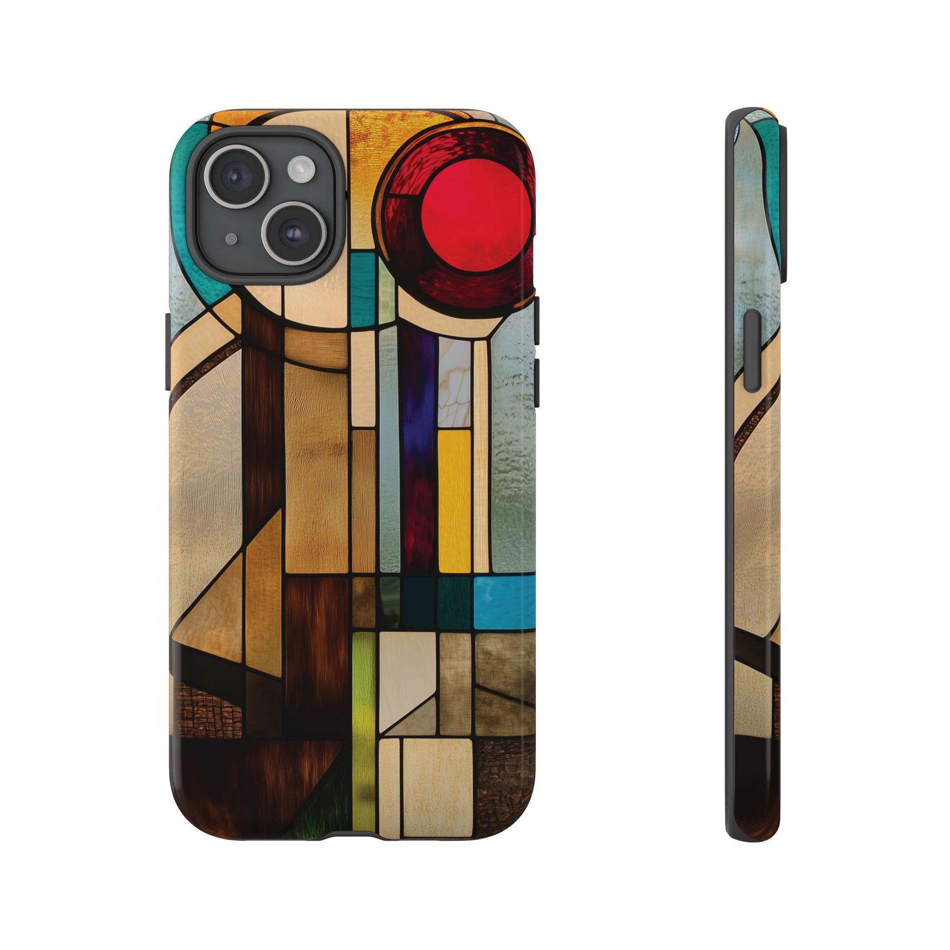 Stained Art Deco Glass Phone Case Frank Lloyd Wright Cottage Core Usonian Prairie Style Geometric Stylish  iPhone 14 15 16 Pro