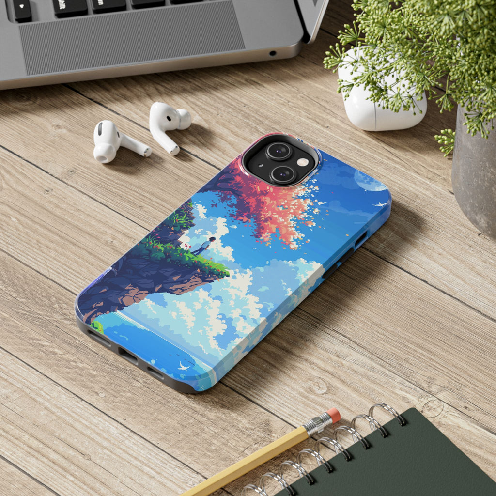 Pixel Art Video Game Landscapes Phone Case, Retro Gaming Pixelated Design, Geeky Gamer Phone Cover, Unique Video Game Art Accessories