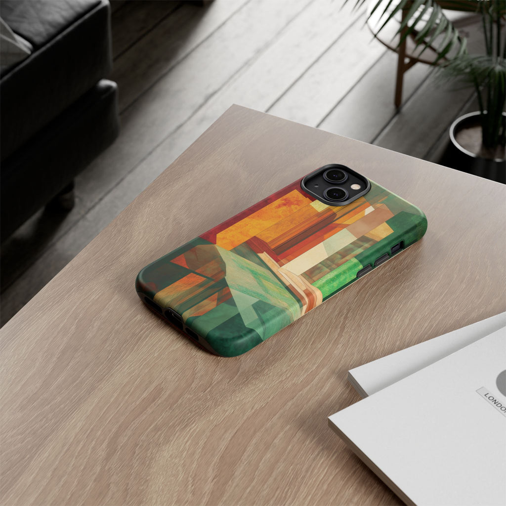 Art Deco Frank Lloyd Wright Inspired Usonian Phone Case Geometric Stained Glass Art Deco Marble Gold 13 14 15 16 iPhone Pro Max Galaxy Pixel