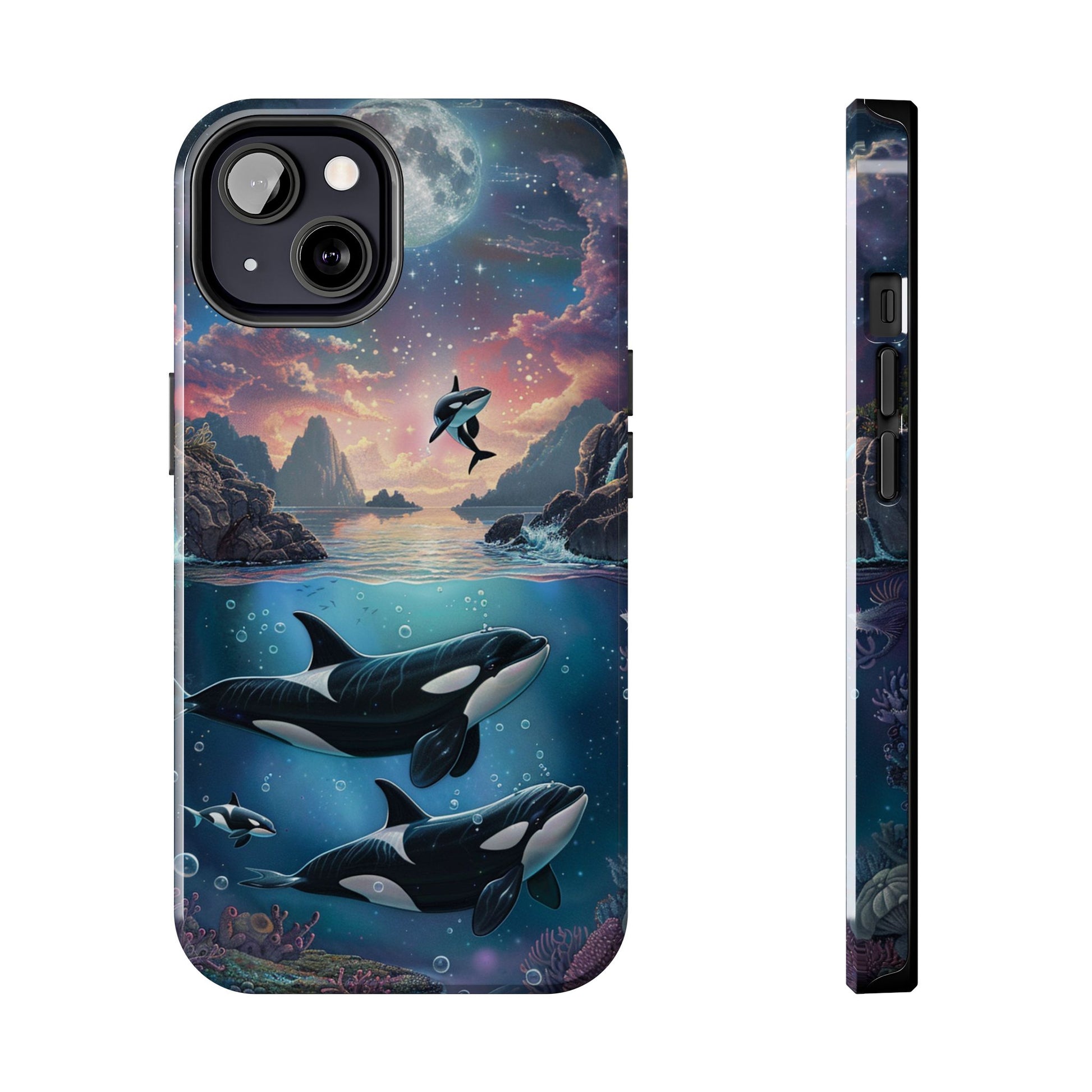 Orca Killer Whales Phone Case Night Sky Space Stars Artwork Wayland Frank Ocean Life Durable and Mesmerizing iPhone 14 15 16 Pro Max Galaxy