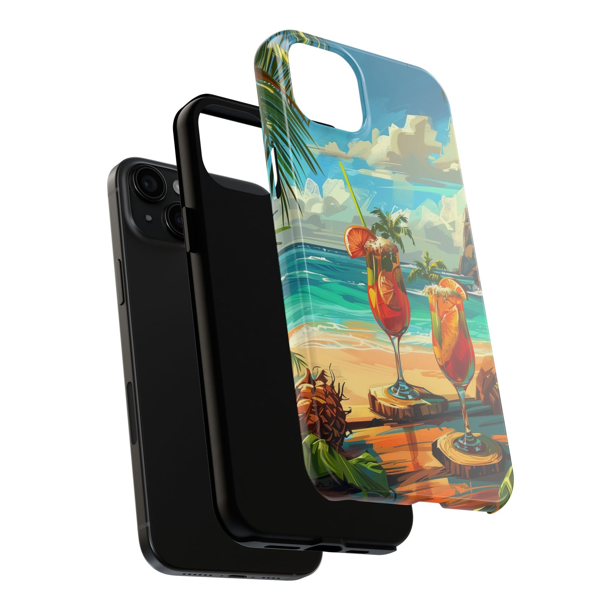 Retro Beach Scene Phone Case, Vintage Tropical Ocean iPhone Case, Summer Beach Phone Cover for iPhone, iphone 15 pro max
