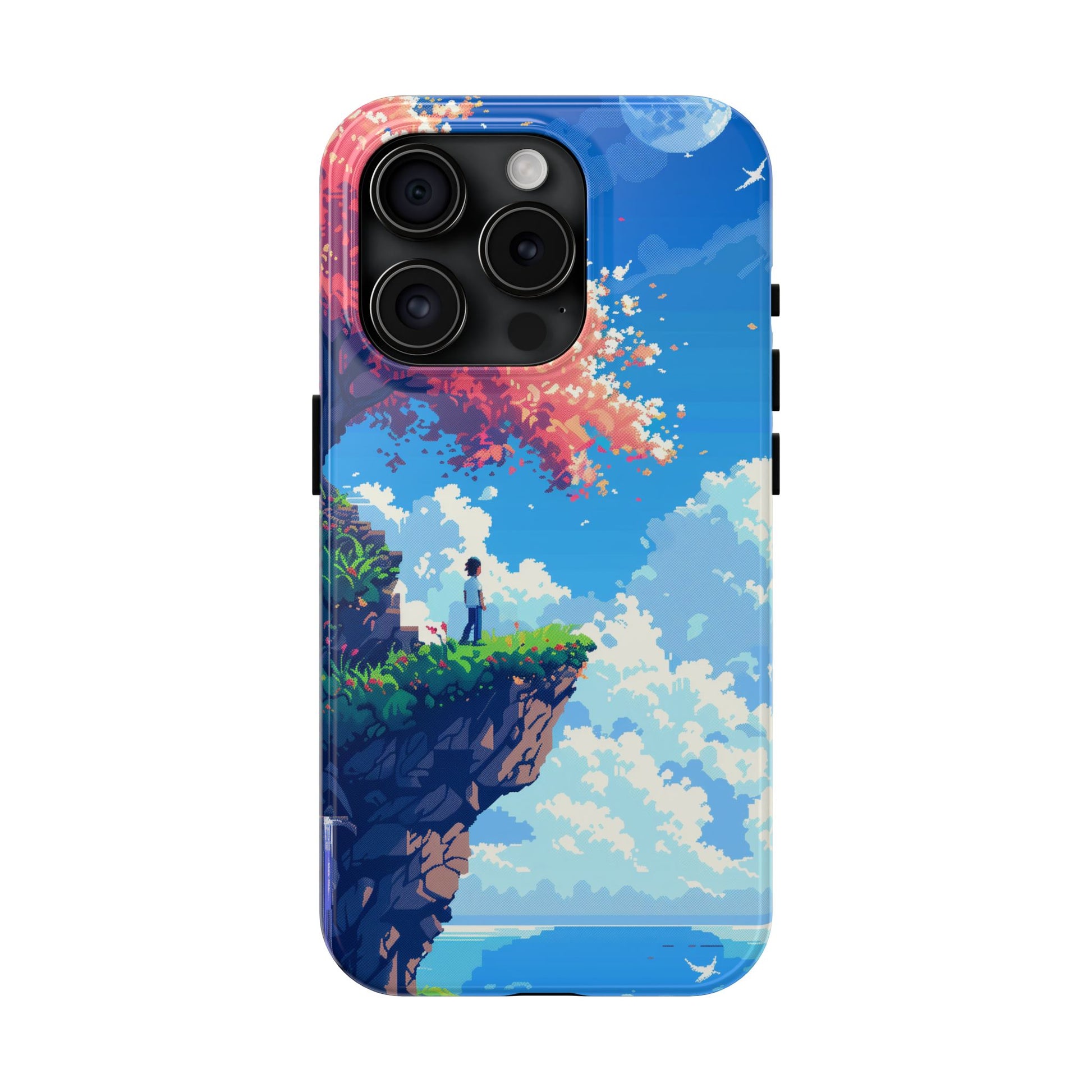 Pixel Art Video Game Landscapes Phone Case, Retro Gaming Pixelated Design, Geeky Gamer Phone Cover, Unique Video Game Art Accessories