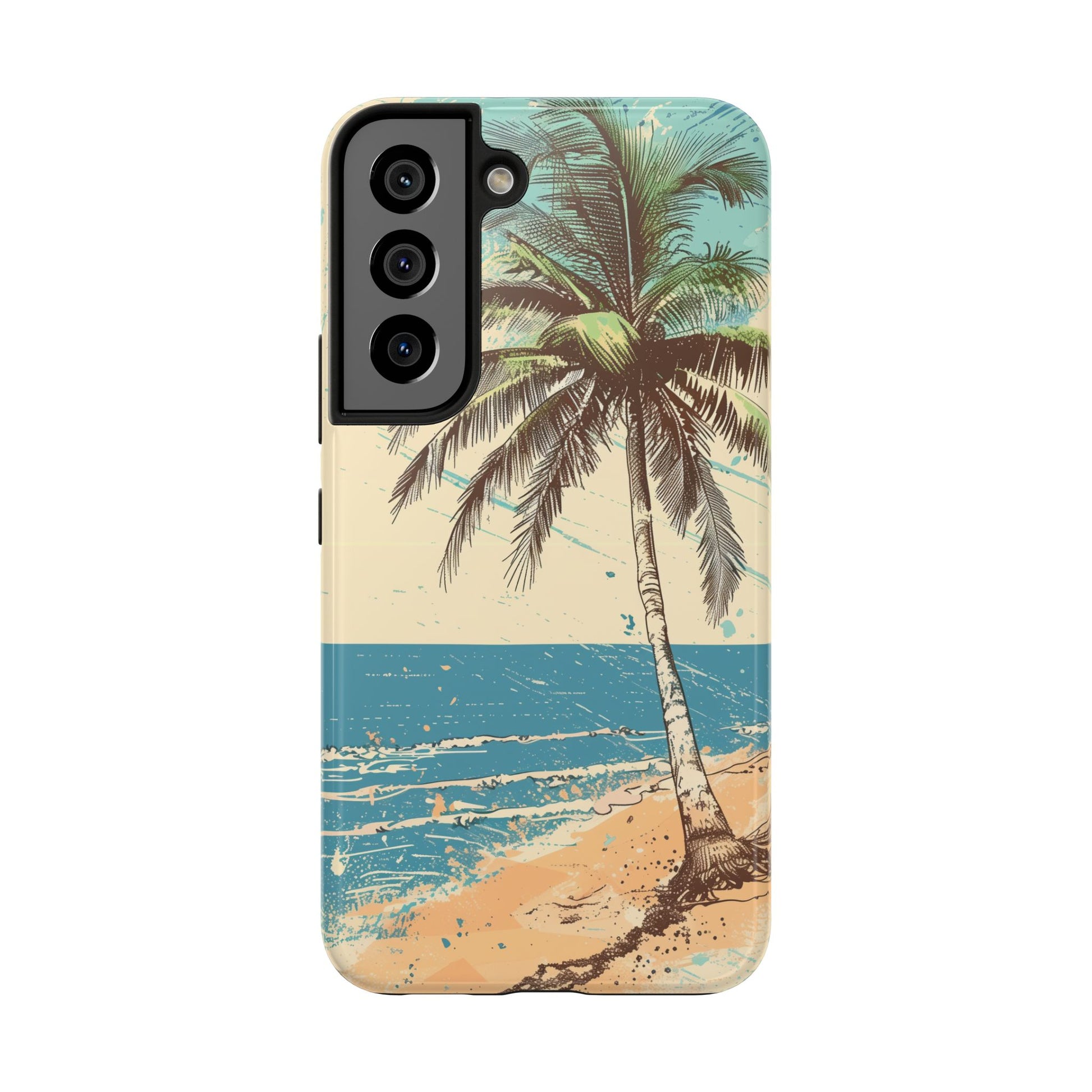 Retro Beach Scene Phone Case, Vintage Tropical Ocean iPhone Case, Summer Beach Phone Cover for iPhone, iphone 15 pro max