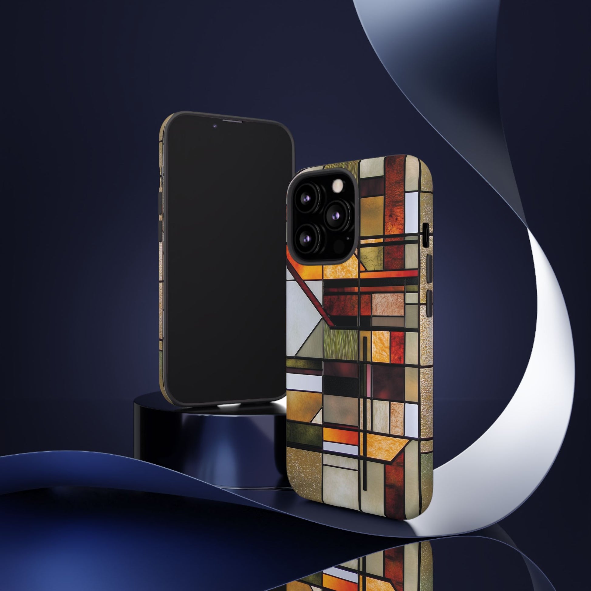 Stained Glass Phone Case Art Deco Frank Lloyd Wright Cottage Core Usonian Prairie Style Geometric Stylish  iPhone 14 15 16 Pro