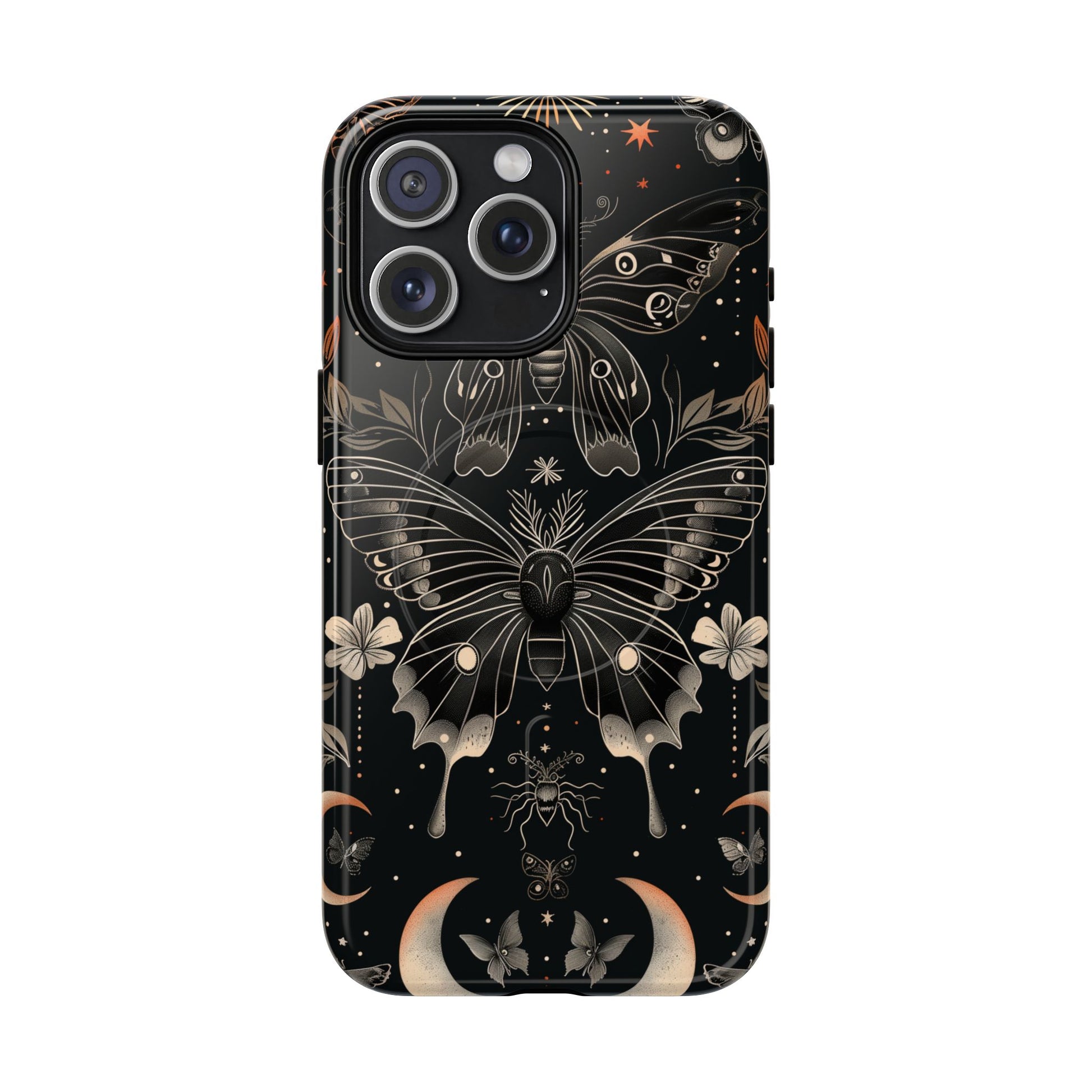 Celestial Dark Academia Phone Case Magical Moth Vintage Witchcraft Cover Esoteric Nature Art iPhone 14 15 Pro Max