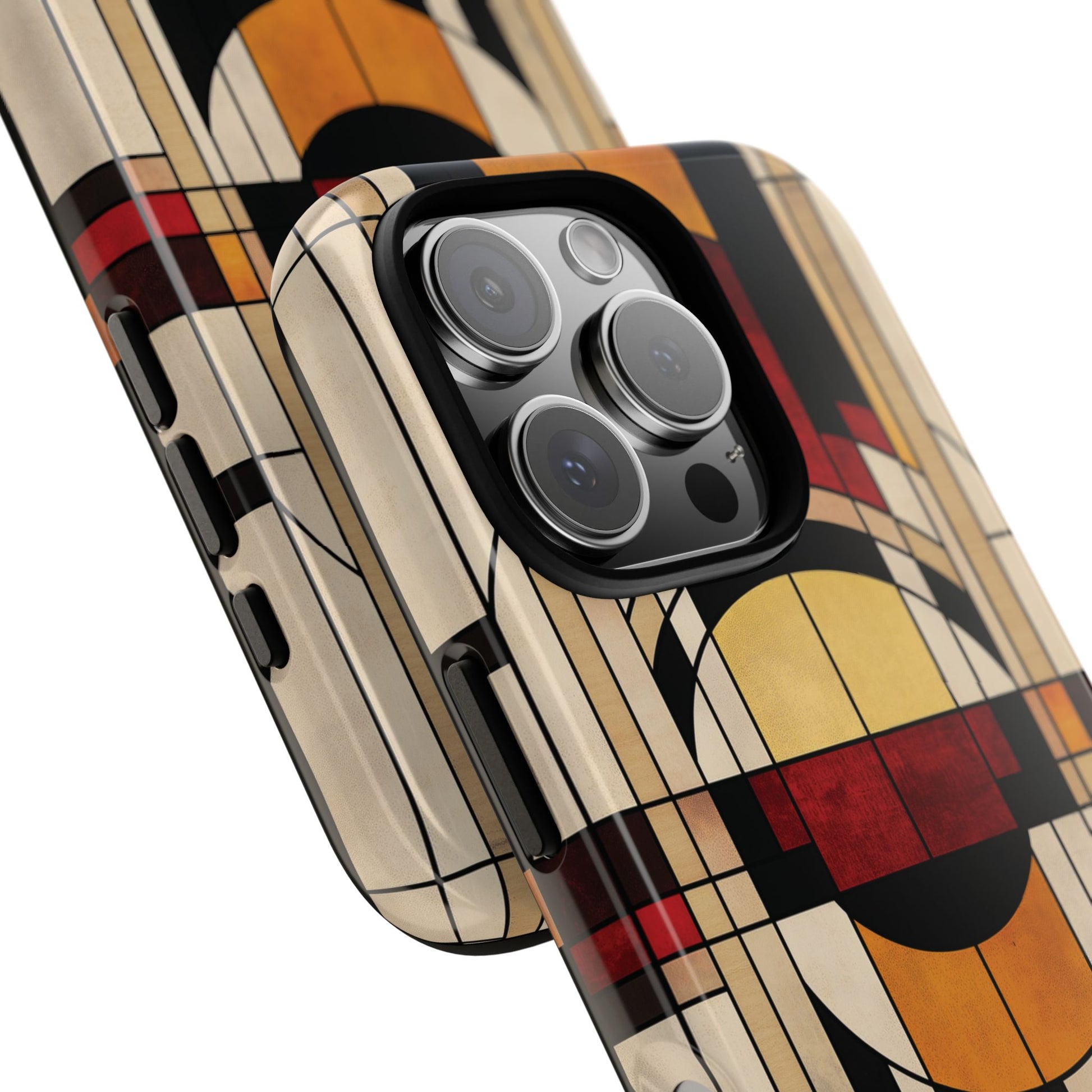 Stained Glass Frank Lloyd Wright Inspired Art Deco Southwest Prairie Style Phone Case Geometric 13 14 15 16 iPhone Pro Max Galaxy Pixel