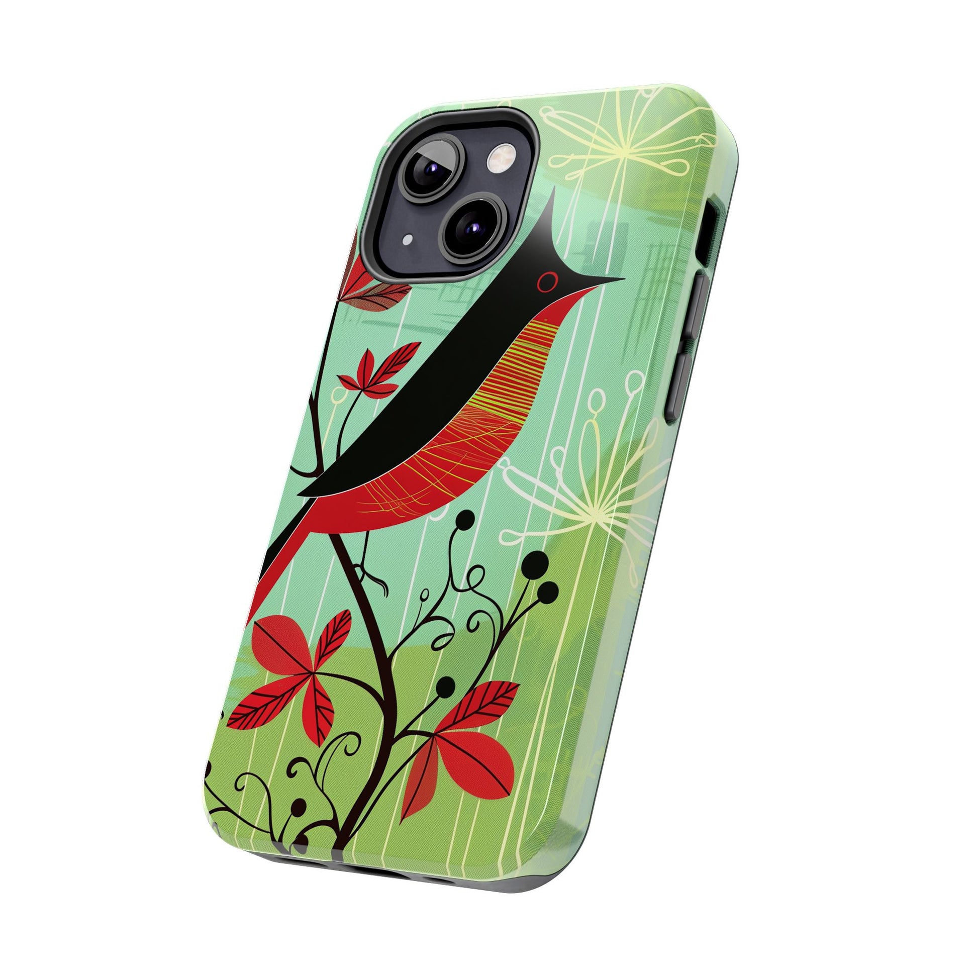 Mid Century Modern Animal Phone Case, Atomic Birds, Bird Iphone Case,Earth Tone Colors, Retro Style Smartphone Cover, iphone 14 Case, Apple