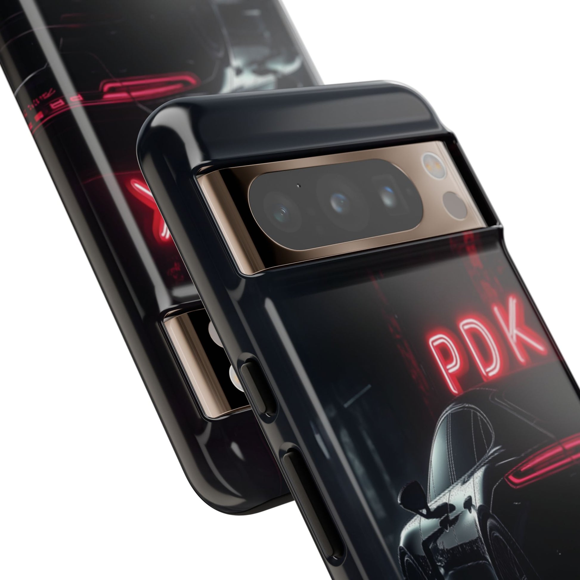 Pink Super Sports Car Phone Case PDK Car Lover Gift Porsche Panamera Inspired Neon Sign Font iPhone 13 14 15 16 Pro Max