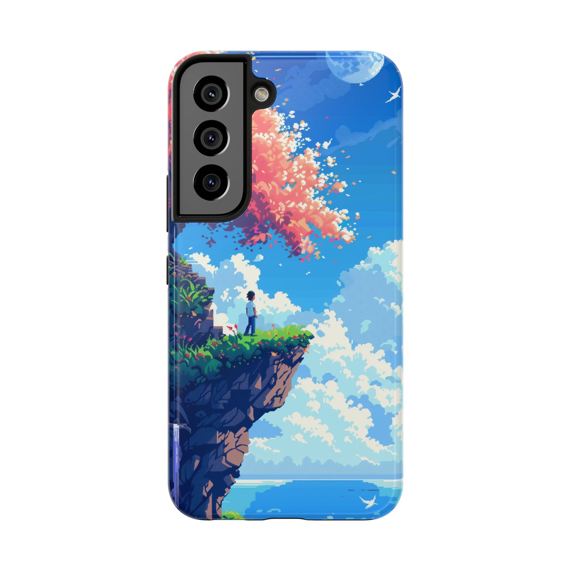 Pixel Art Video Game Landscapes Phone Case, Retro Gaming Pixelated Design, Geeky Gamer Phone Cover, Unique Video Game Art Accessories