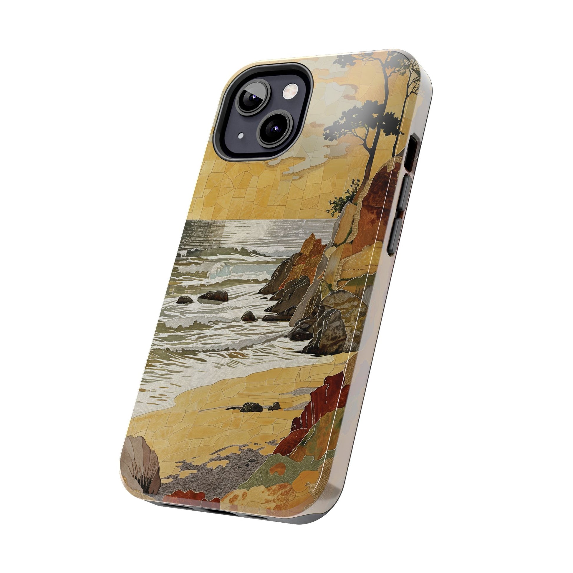 Retro Beach Scene Phone Case, Vintage Tropical Ocean iPhone Case, Summer Beach Phone Cover for iPhone, iphone 15 pro max