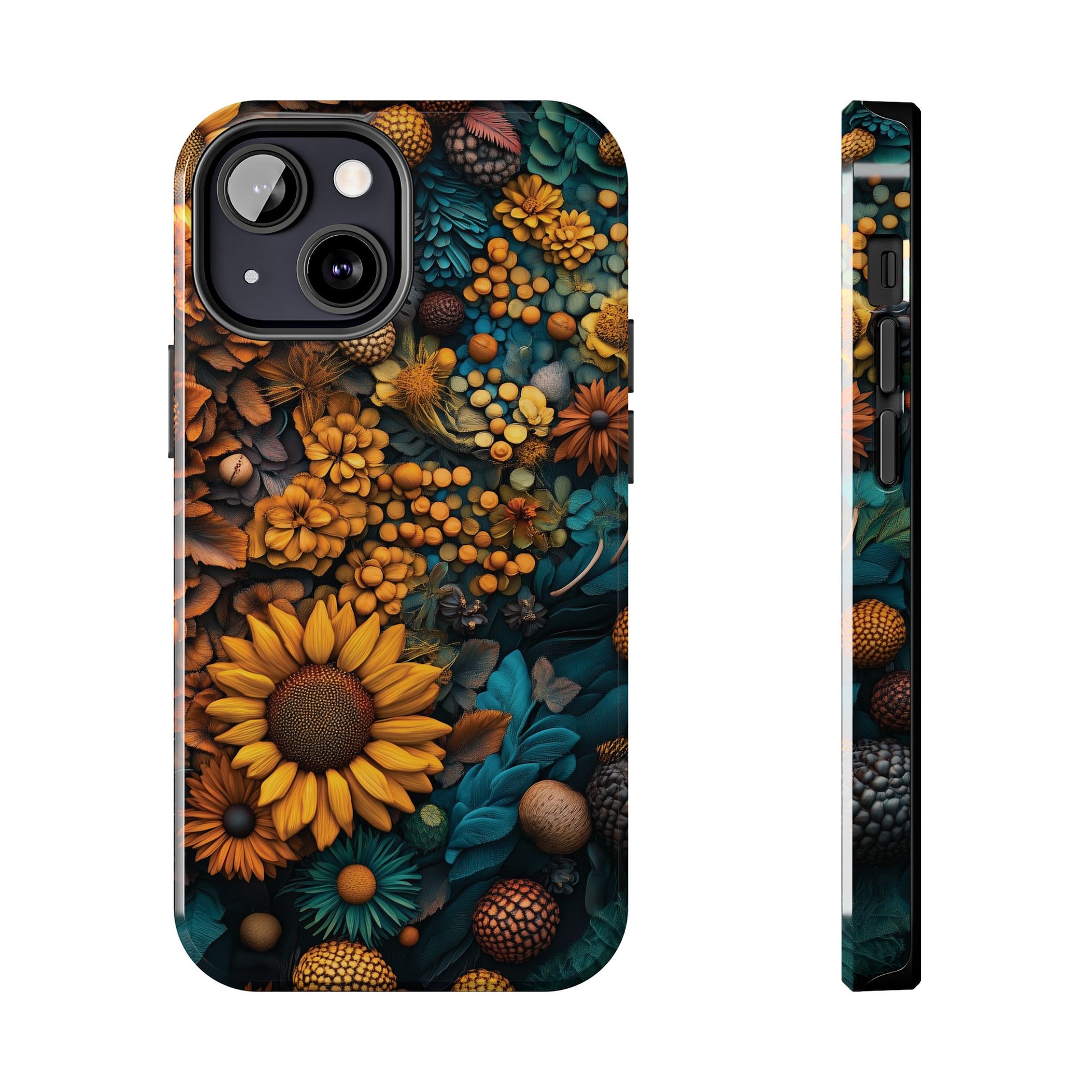 Cottagecore Vibrant Fall Colors Phone Case Autumn Dried Flowers Fall Sunflowers iPhone 15 Pro Max Samsung Galaxy