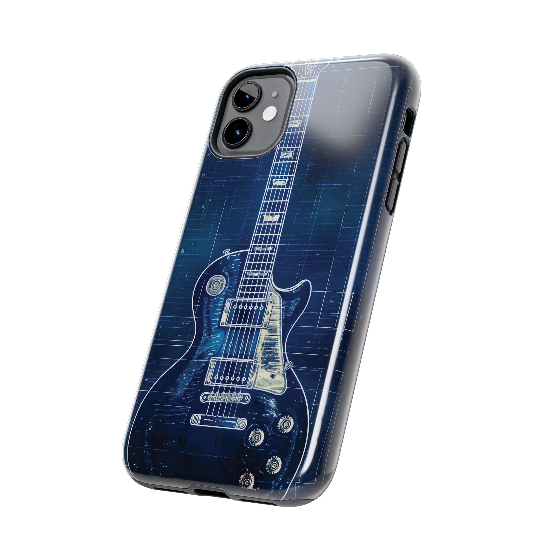 Guitar Phone Case, Guitar Blueprint iPhone Cover, Vintage Guitar Design, Custom iPhone Covers, Rock Music Phone Accessories, Musician Gift
