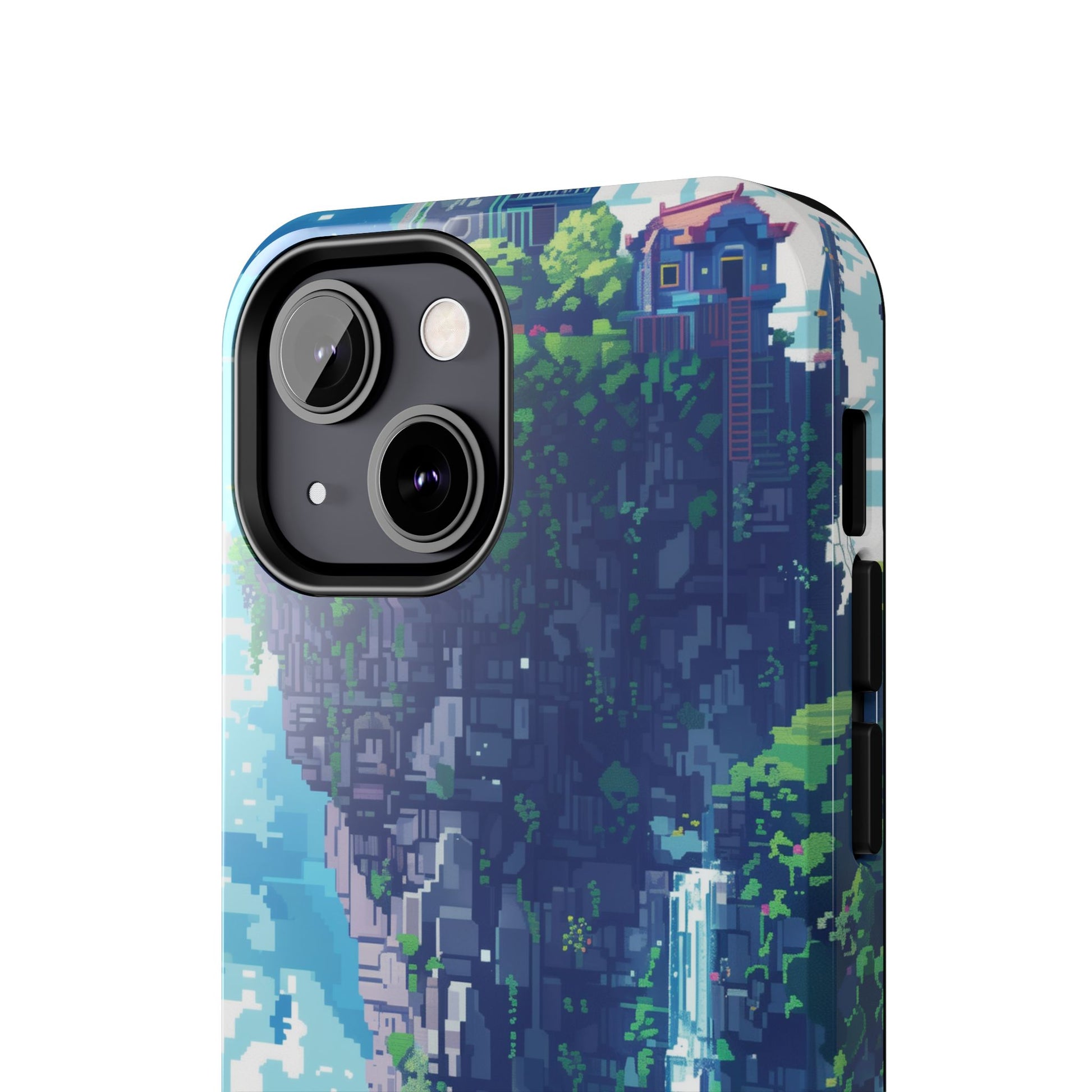 Pixel Art Video Game Landscapes Phone Case, Retro Gaming Pixelated Design, Geeky Gamer Phone Cover, Unique Video Game Art Accessories