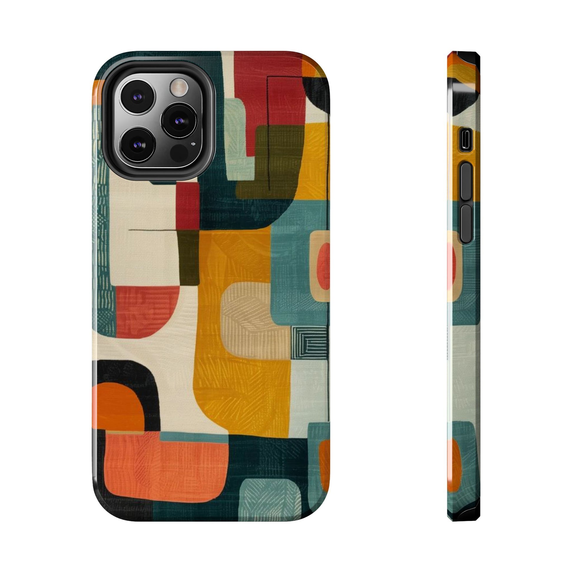 Mid mod Fun - Colorful Mid Mod Design Durable Phone Case - Vibrant and Stylish iPhone Tough Cover - Fun Retro Protection Accessory