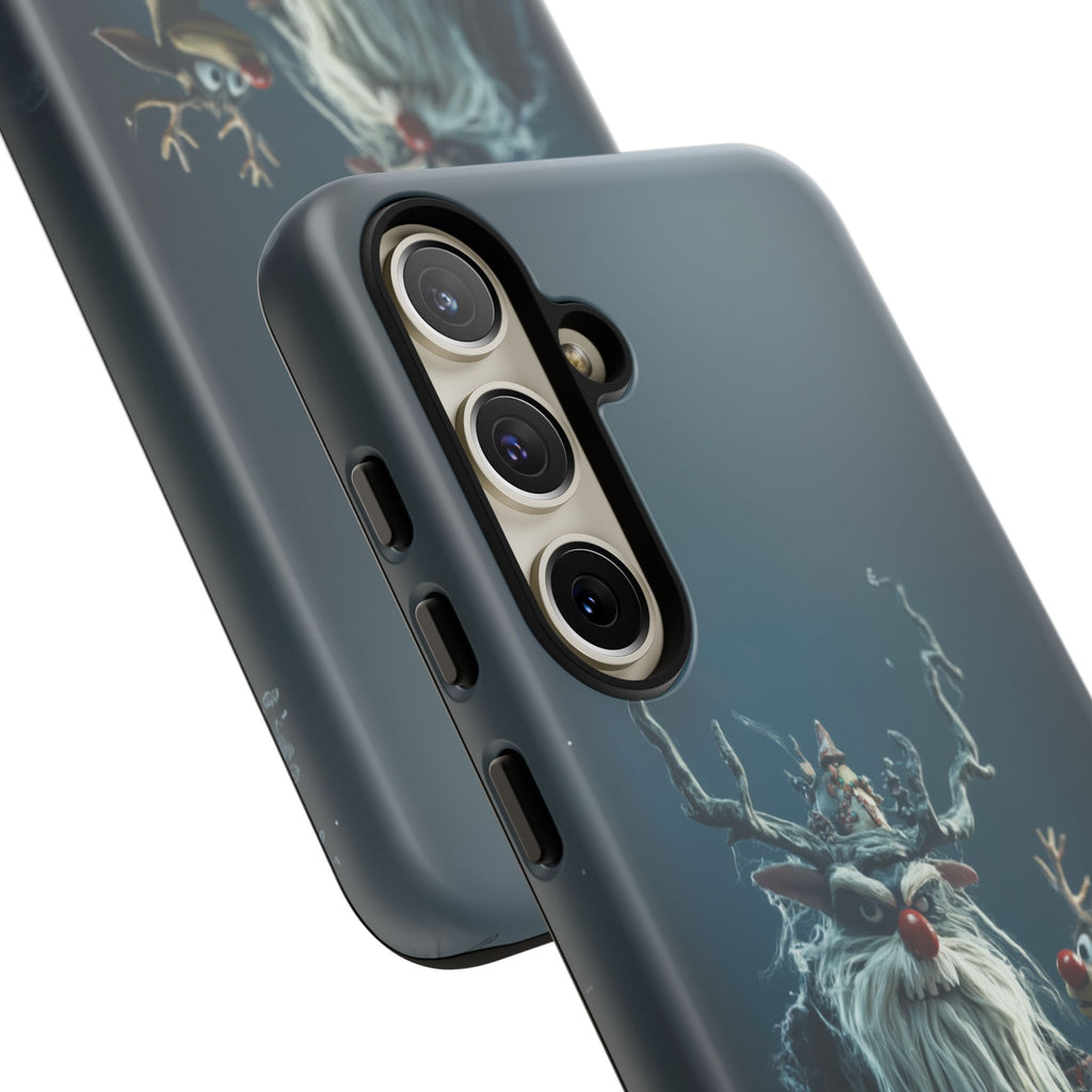 Christmas Rudolph Red Nose Reindeer Krampus Rankin Bass 3D Phone Case Festive Snowflakes iPhone 13 14 15 16 Pro Max Galaxy Pixel