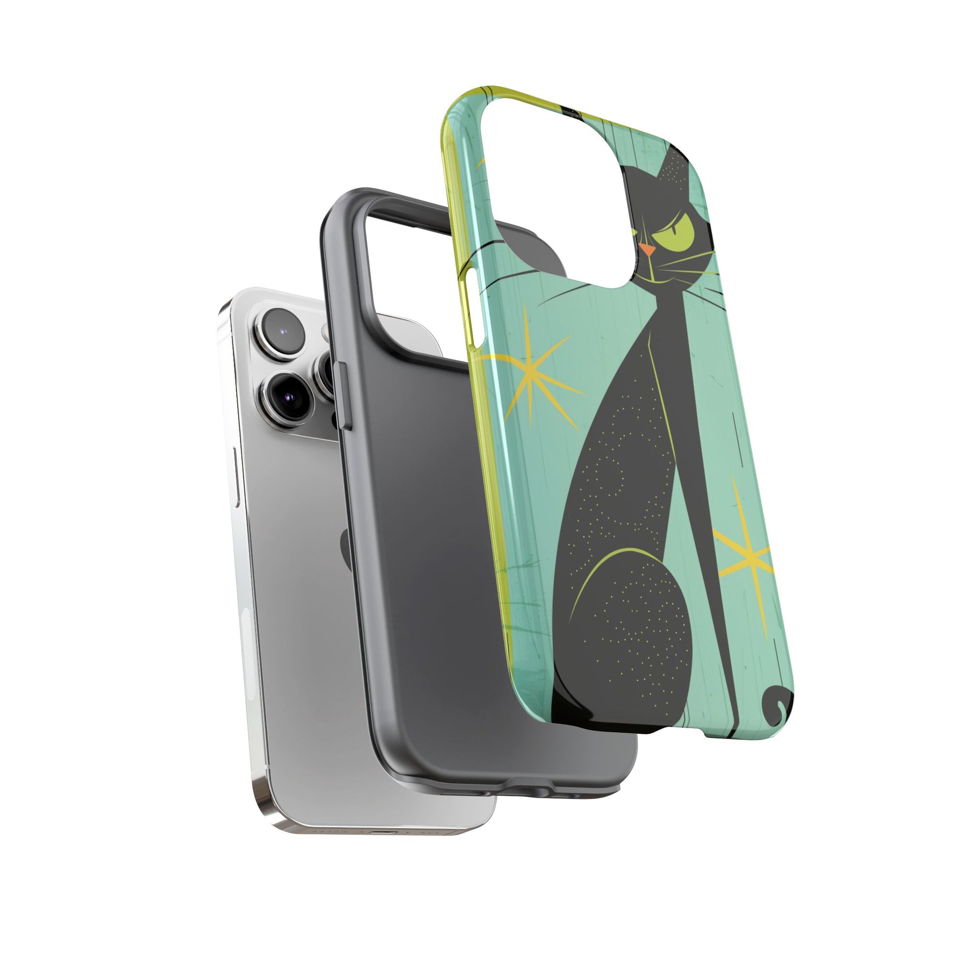 Mid-Century Modern Phone Case, Mid Mod Android Case, Atomic Cats Android Case, Retro Chic Smartphone Cover, Unique Artistic Phone Accessory