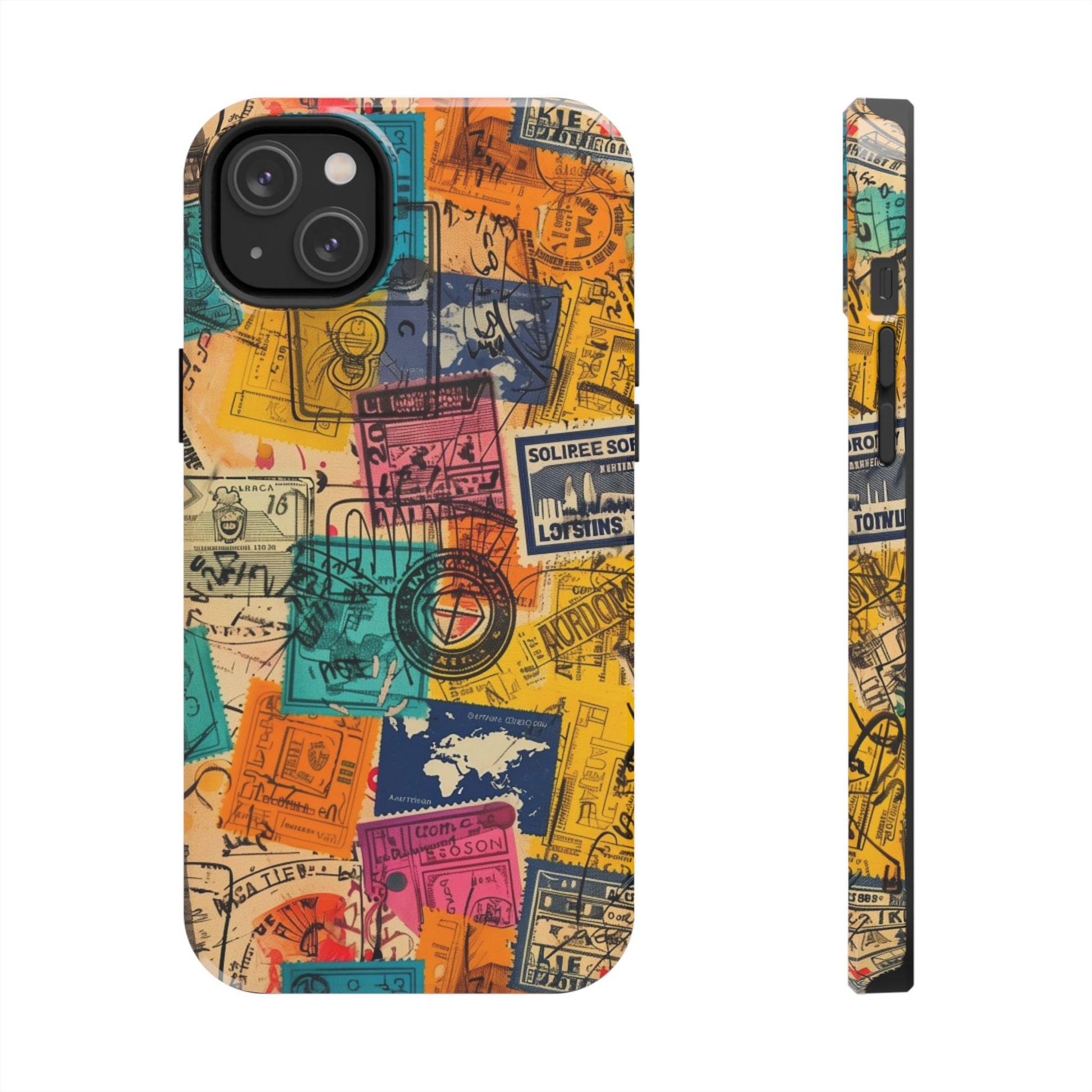Travel Stamps Tough Case - Durable iPhone case Vintage Travel Stamps Design - Adventure Inspired Case - Protective Global Destination Prints