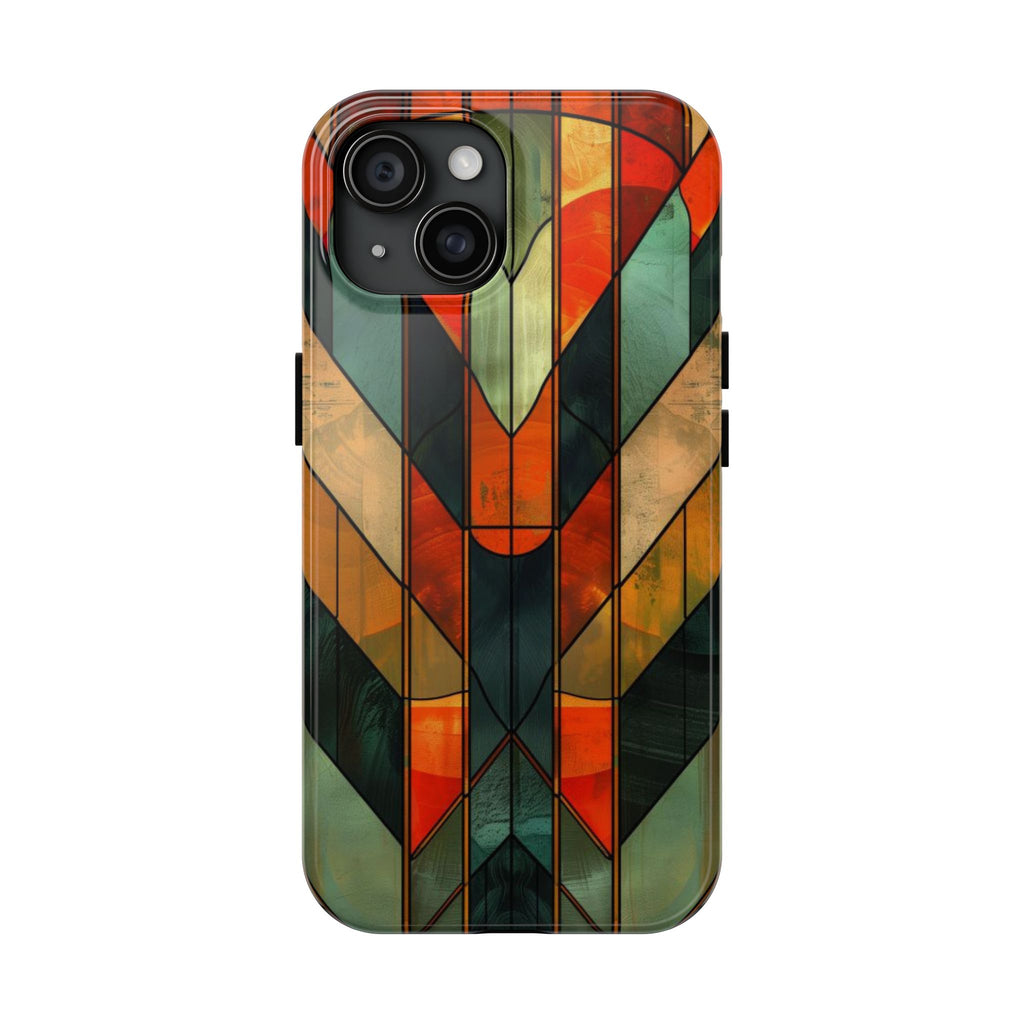 Noir Art Deco Colorful Stained Glass - Durable Dual Layer Iphone Case - Architect Phone Case
